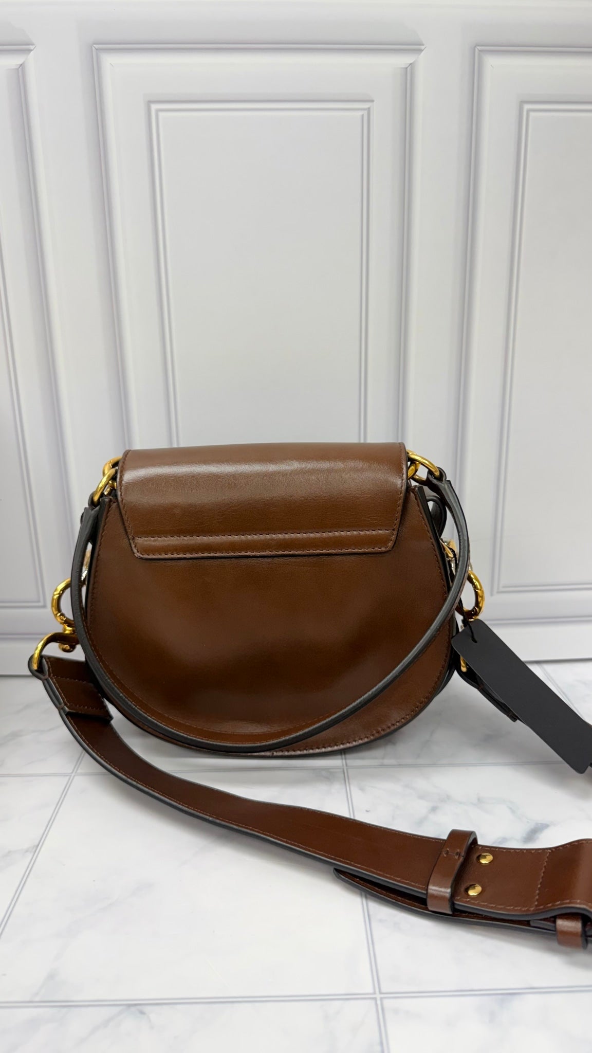 Chloe Brown Leather Tess Small Shoulder Bag