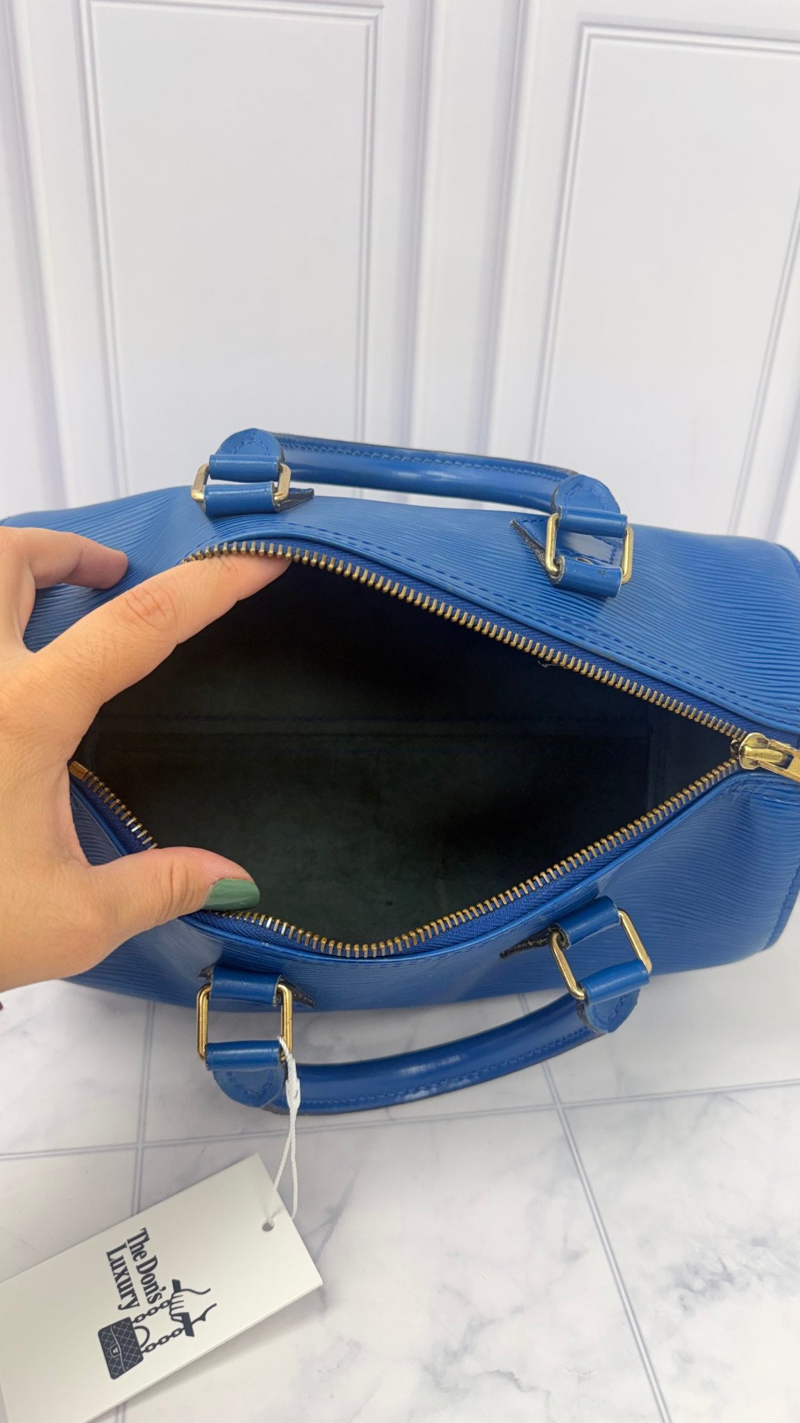 Louis Vuitton Blue Epi Leather Speedy 25 Handbag 