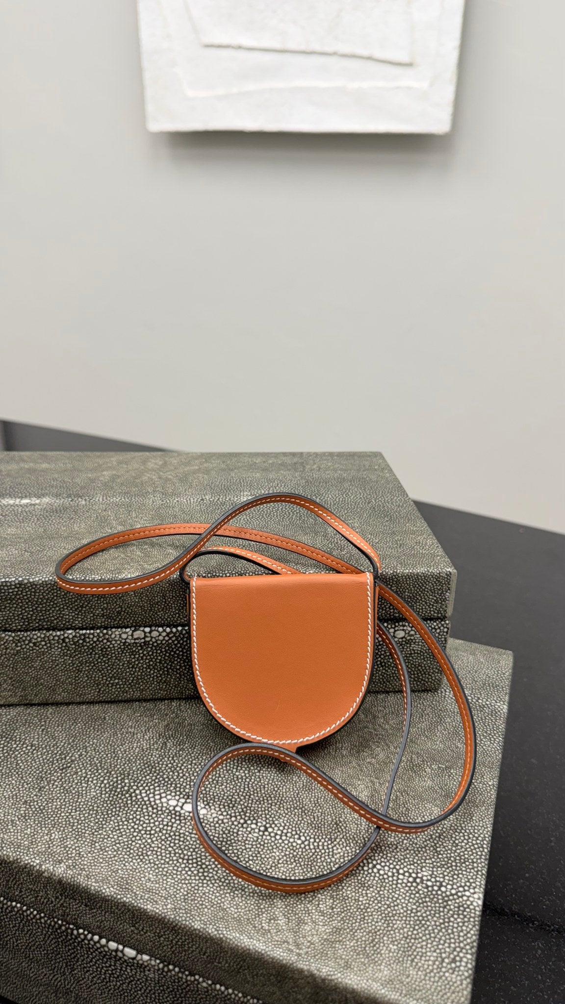 LIKE NEW - Loewe Brown Leather Mini Heel Pouch
