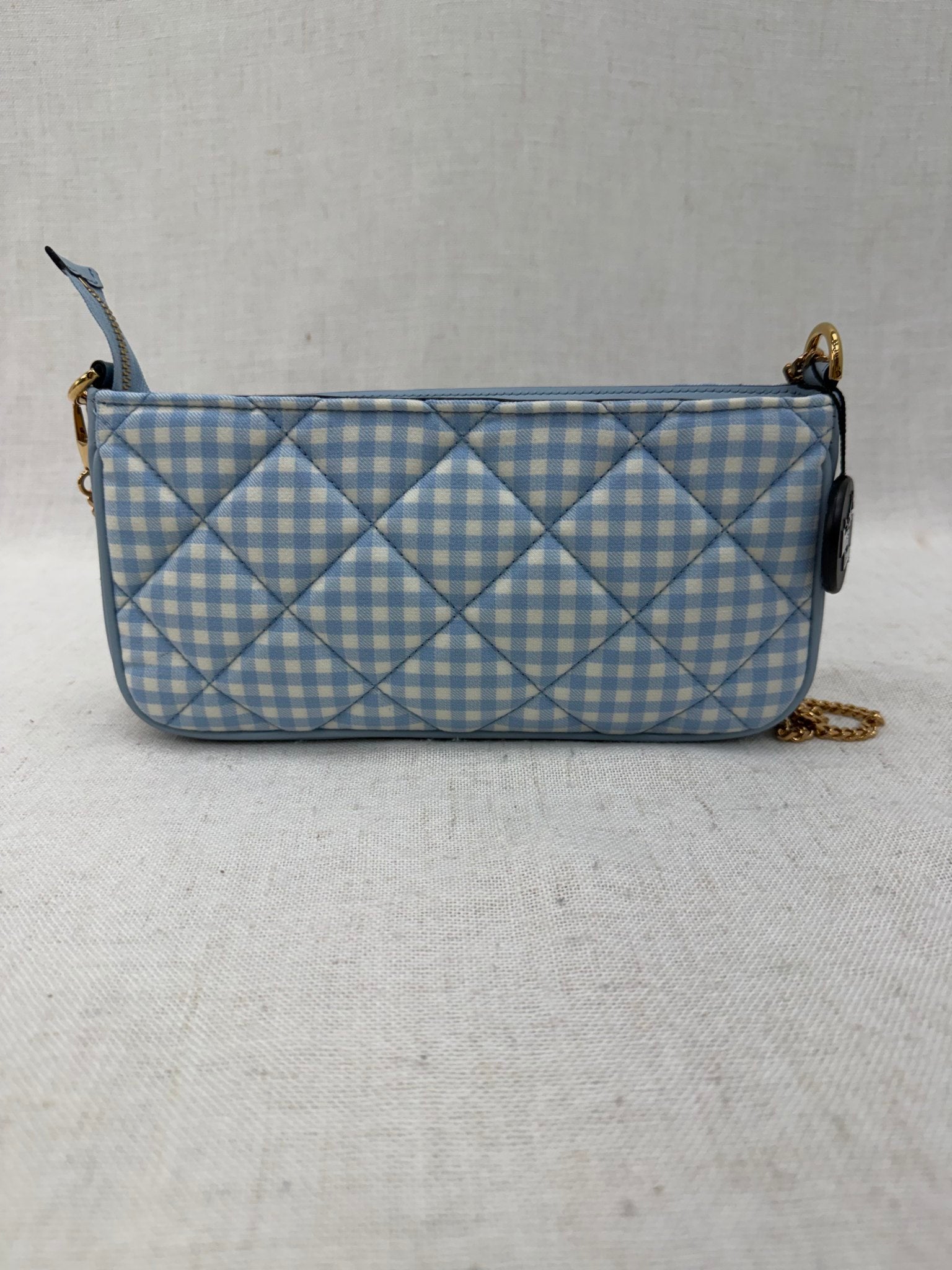 BRAND NEW- Versace Blue Gingham Canvas Pochette Crossbody