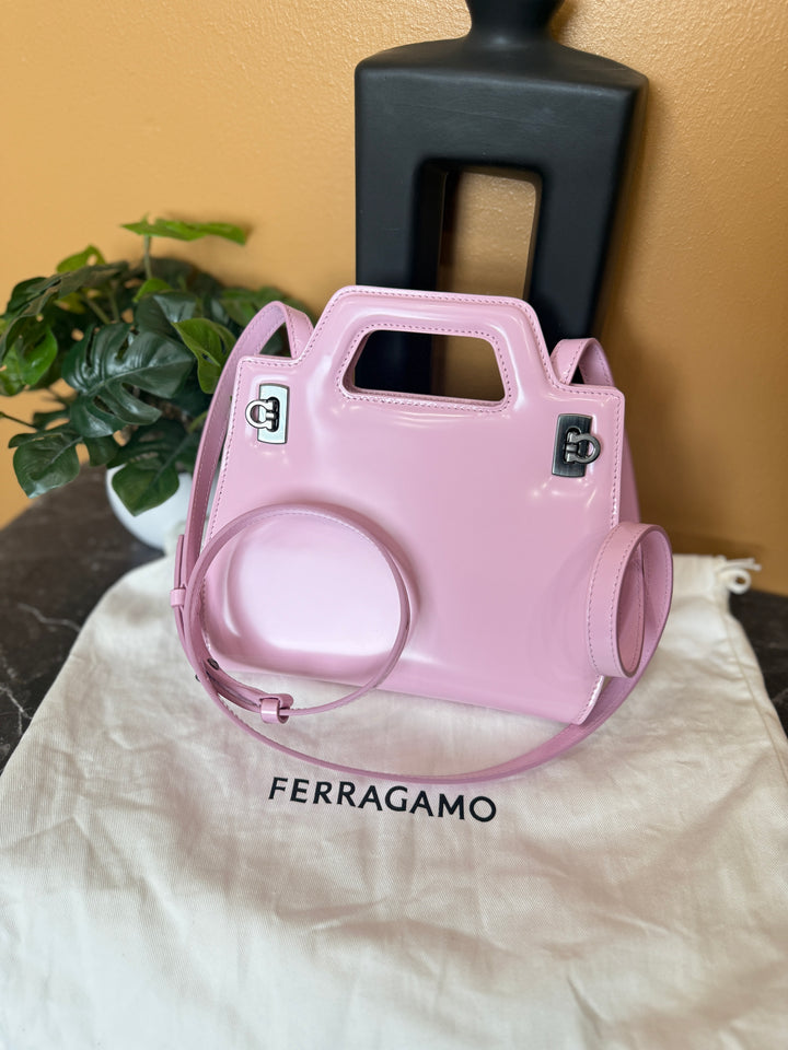 BRAND NEW- Salvatore Ferragamo Pink  Leather Wanda Mini Top Handle Bag