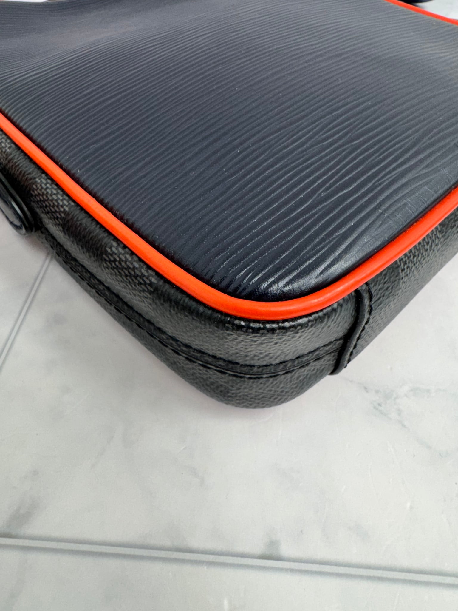 Louis Vuitton Navy Blue Epi And Damier Graphite Danube Slim PM Messenger Bag