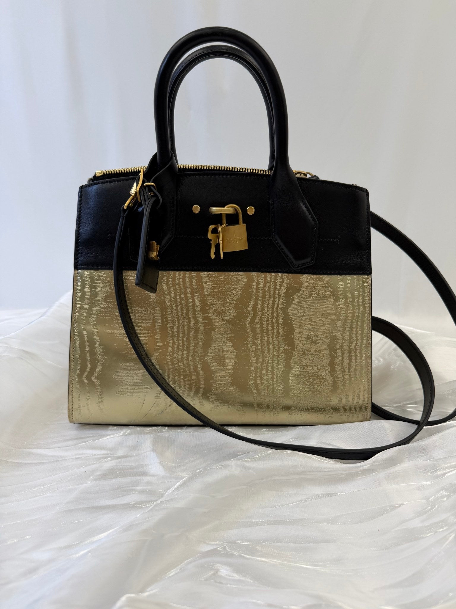 Louis Vuitton Gold And Black Leather City Steamer PM Bag