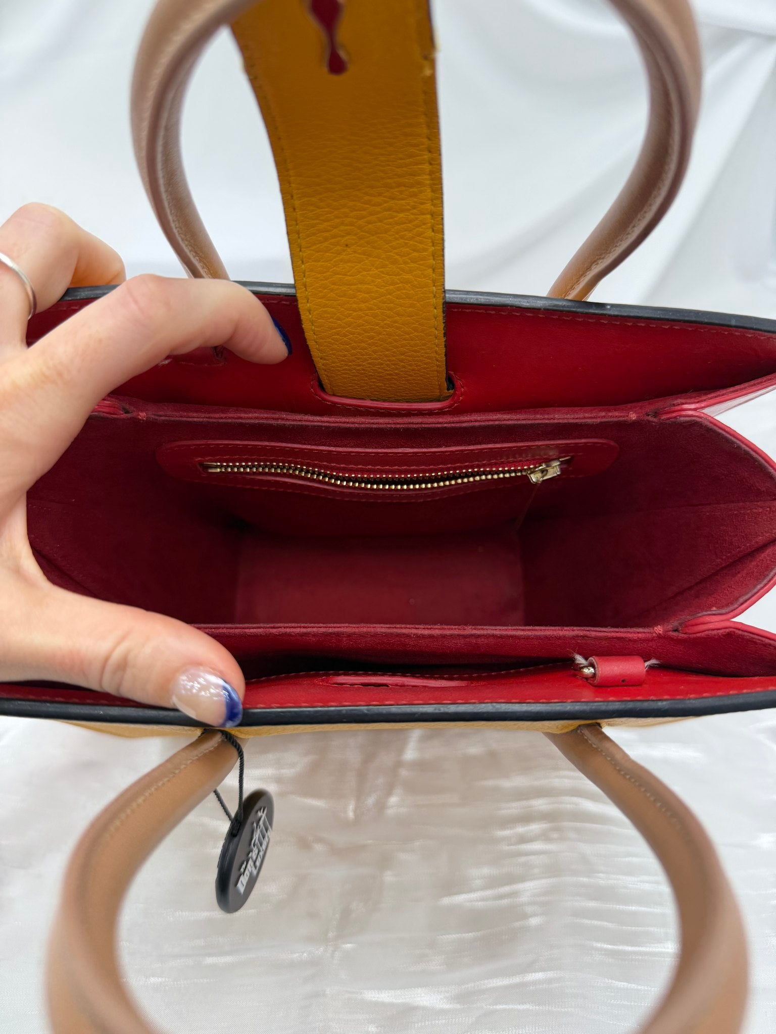 Christian Louboutin Yellow Leather & Textile Small Paloma Handbag