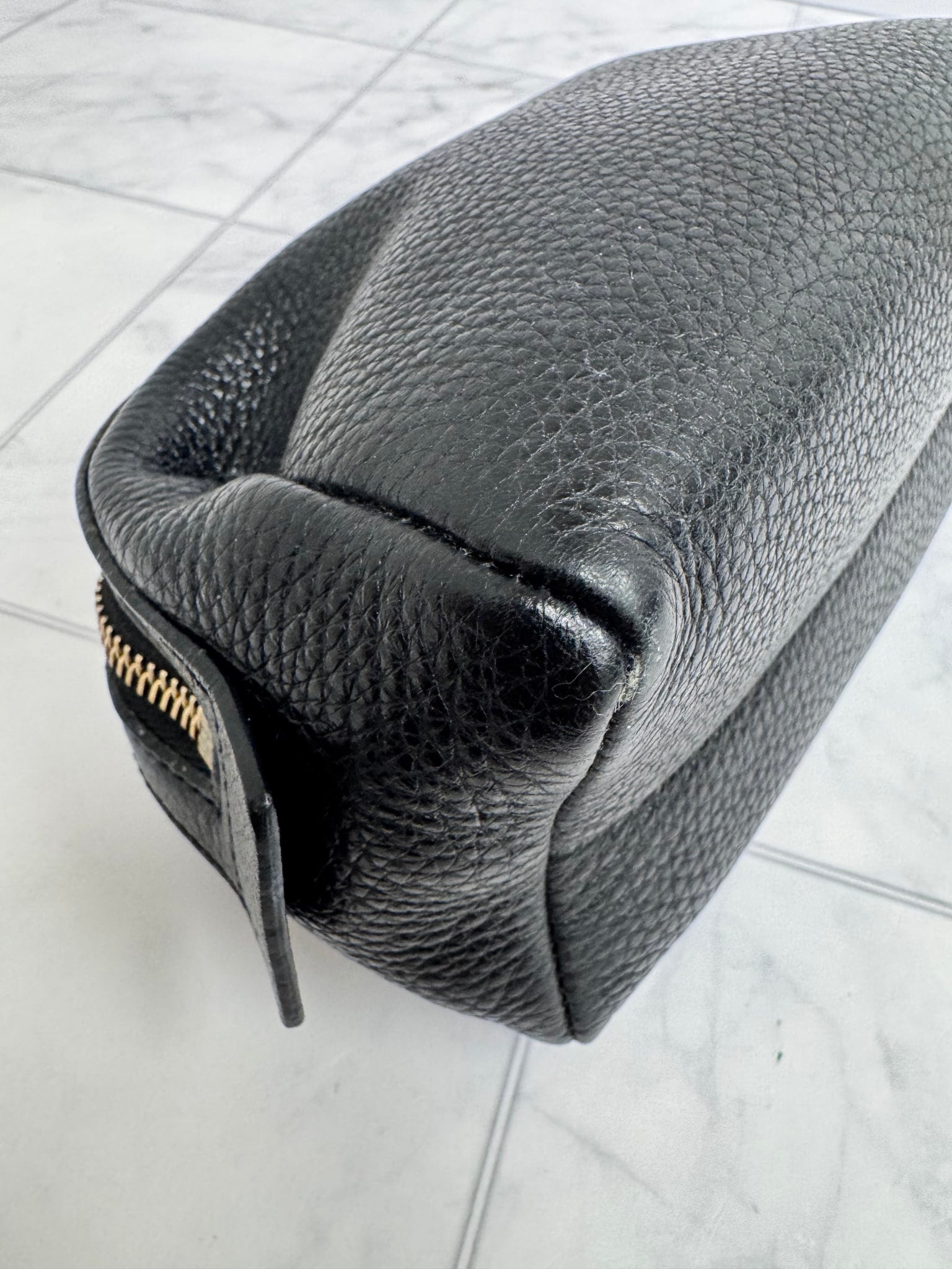 Gucci Black Grained Leather Soho Cosmetic Pouch