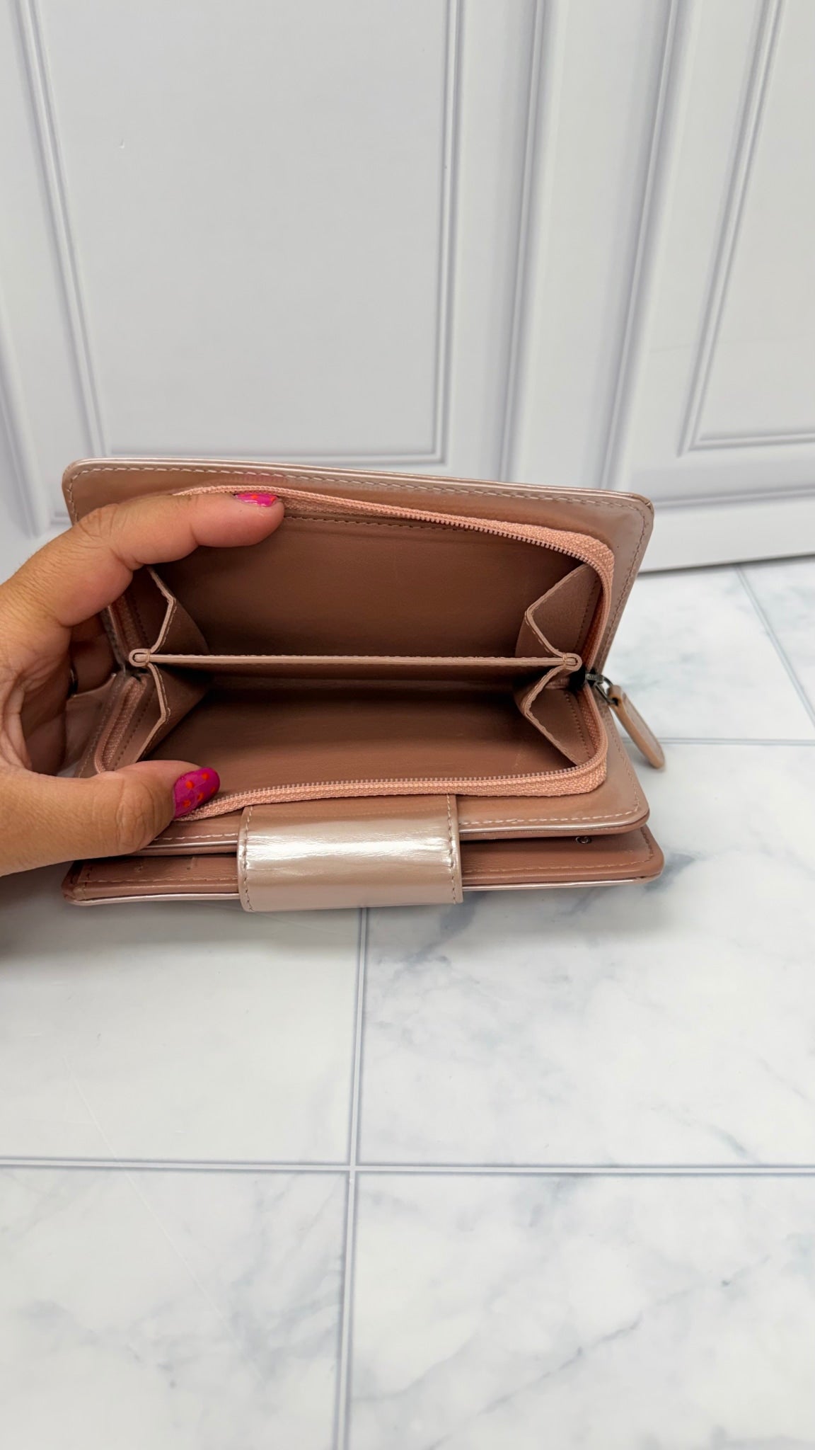 Chanel Pink Patent Leather Boy Compact Wallet 