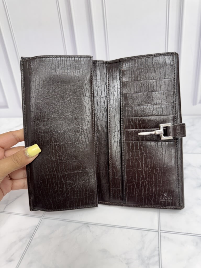 Gucci GG Canvas Sherry Line Jackie Long Wallet