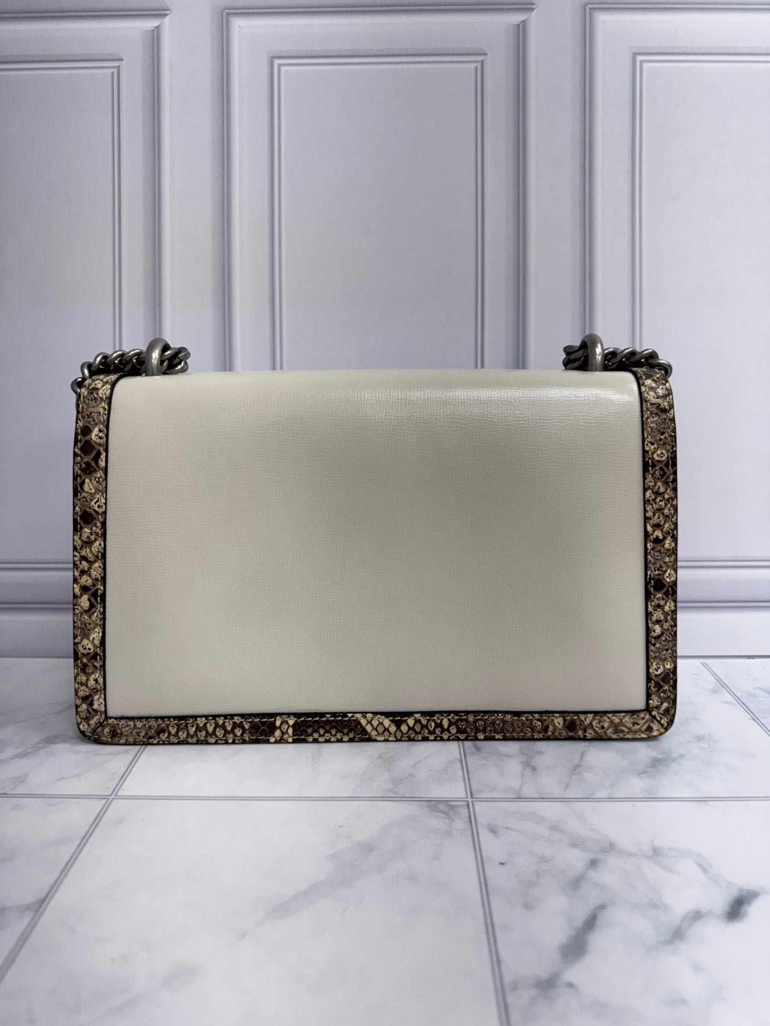 Gucci White leather And Snakeskin Trim Dionysus Shoulder Bag