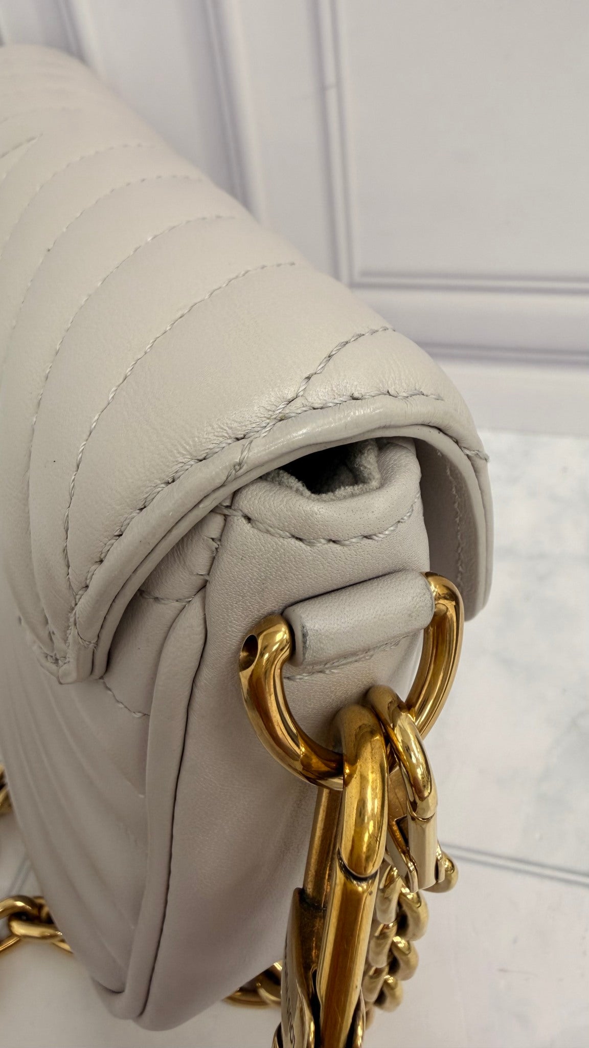 Louis Vuitton Grey Chevron Calfskin New Wave Chain Bag