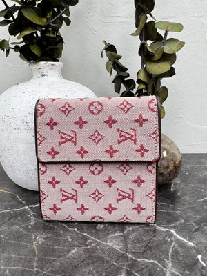 Louis Vuitton Red Monogram Canvas Mini Lin Compact Wallet