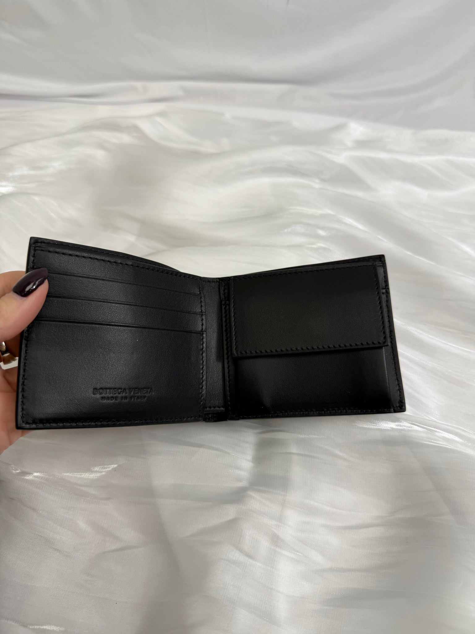 Bottega Veneta Black Leather Cassette Bifold Wallet