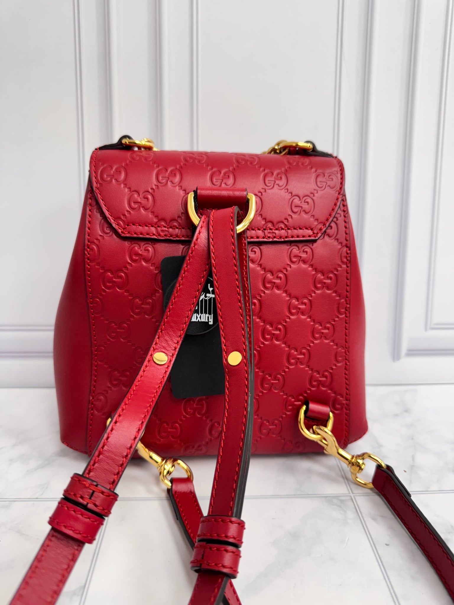 LIKE NEW - Gucci Red Guccissima Signature Padlock Backpack