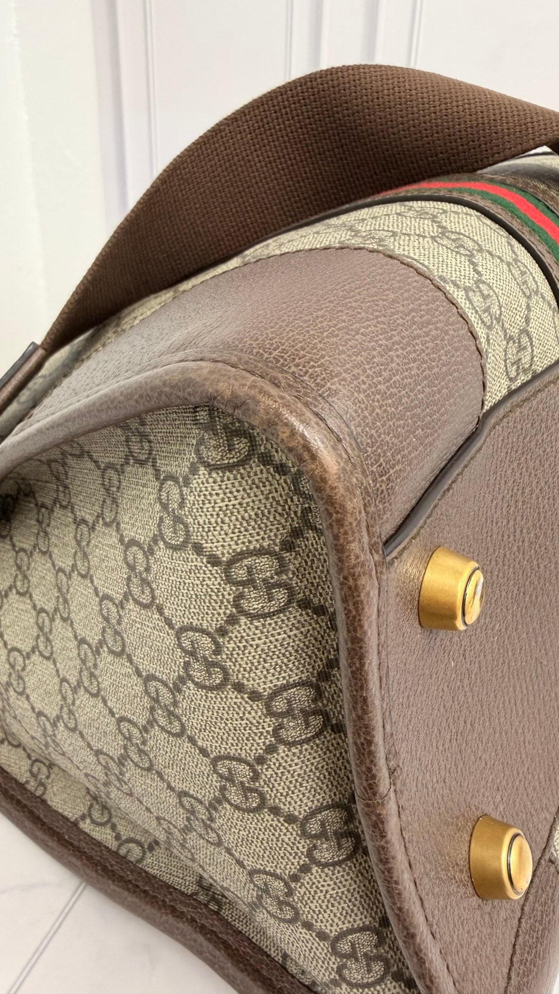 Gucci Supreme Coated Canvas Neo GG Web Duffle Bag