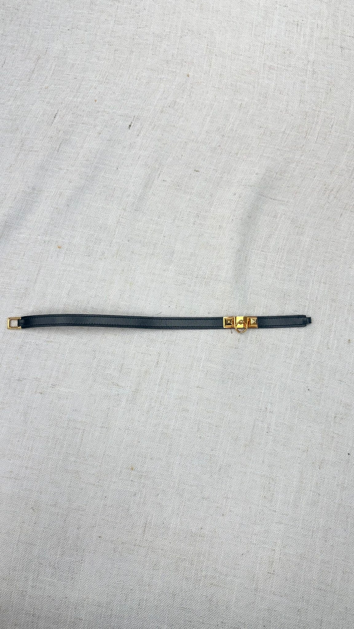 Hermes Black Leather Rivale Double Tour Bracelet 