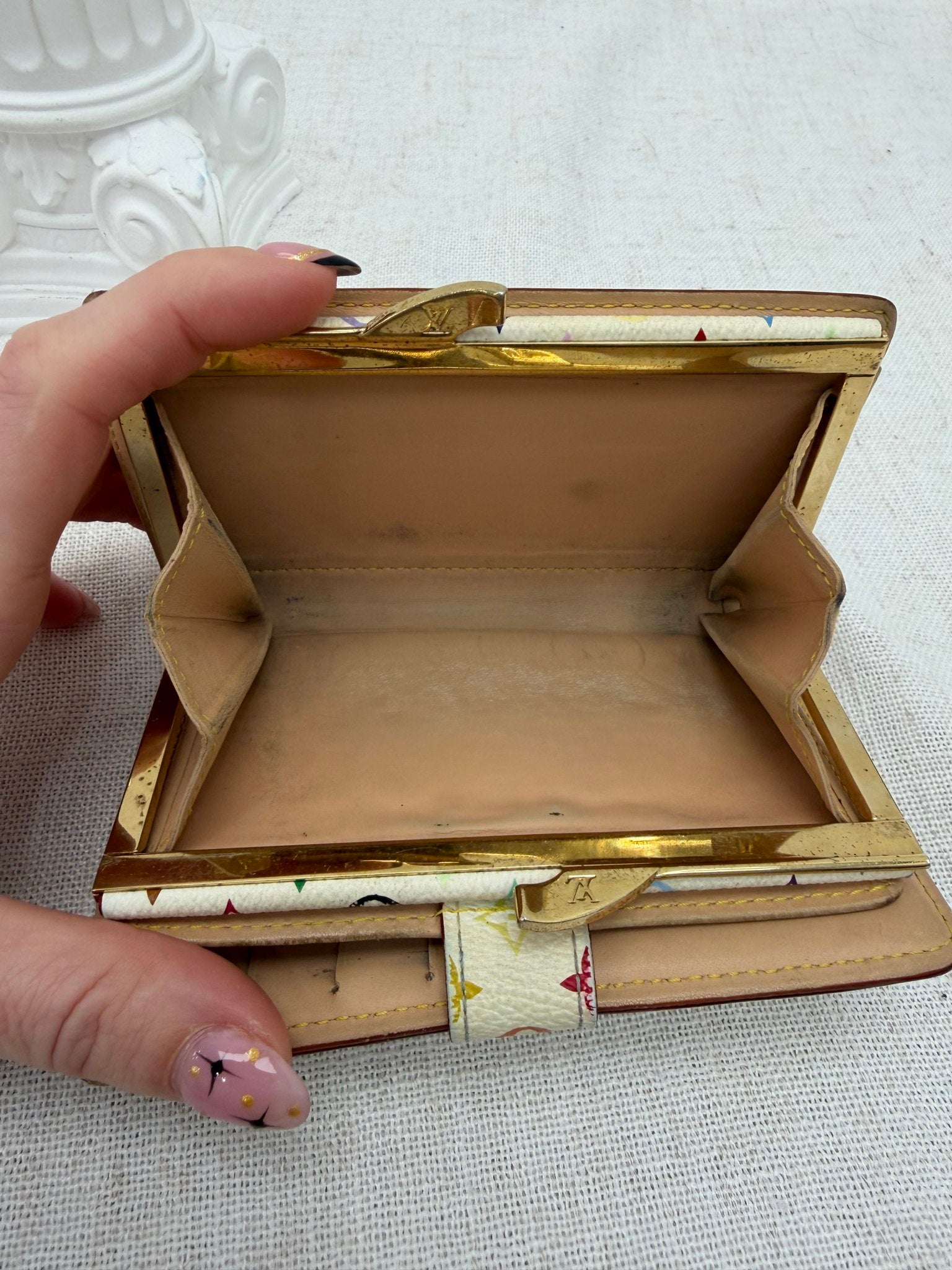 Louis Vuitton White Multicolor Monogram French Wallet 