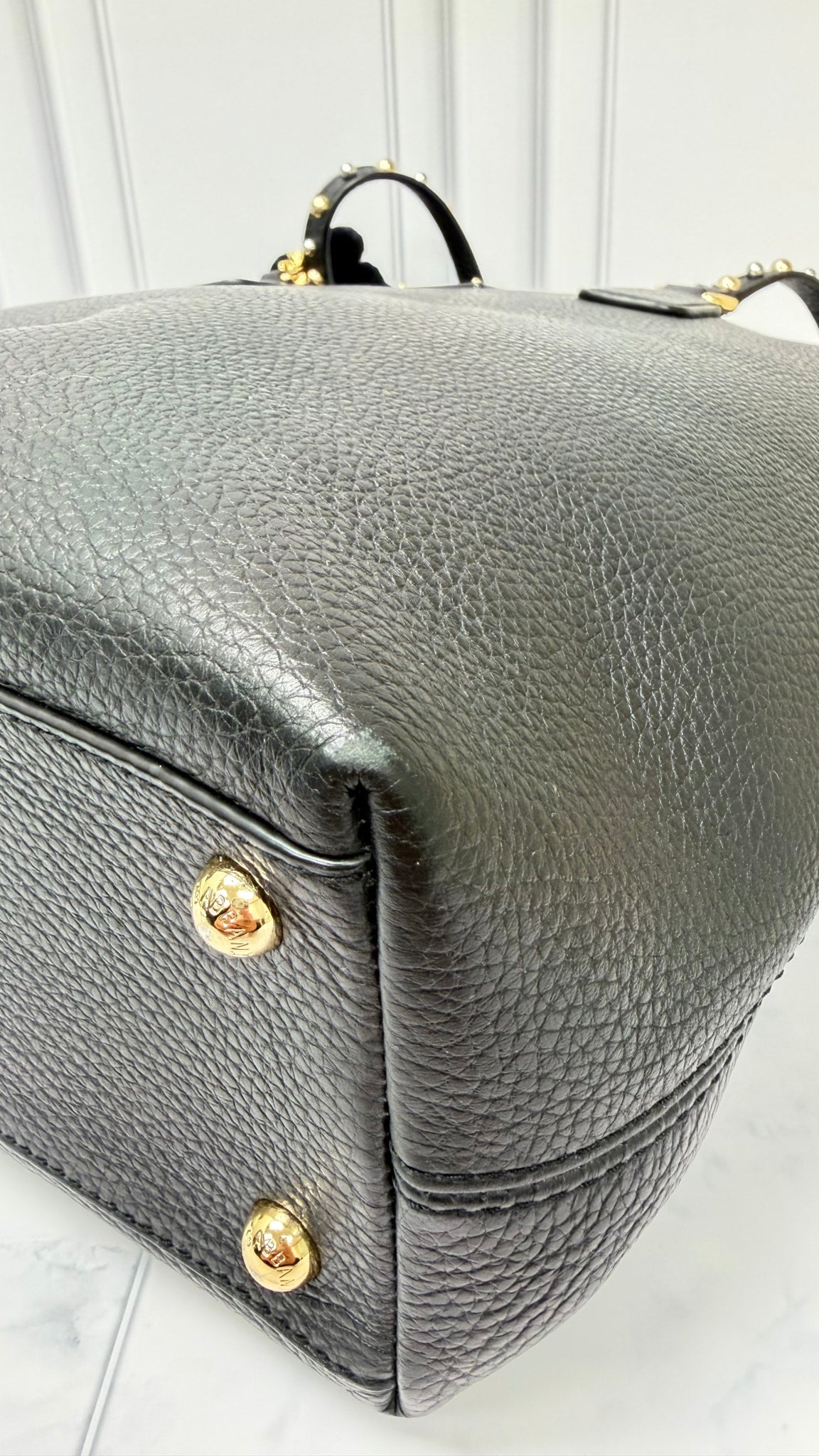 Dolce & Gabbana Black Grained Leather Tote Bag 