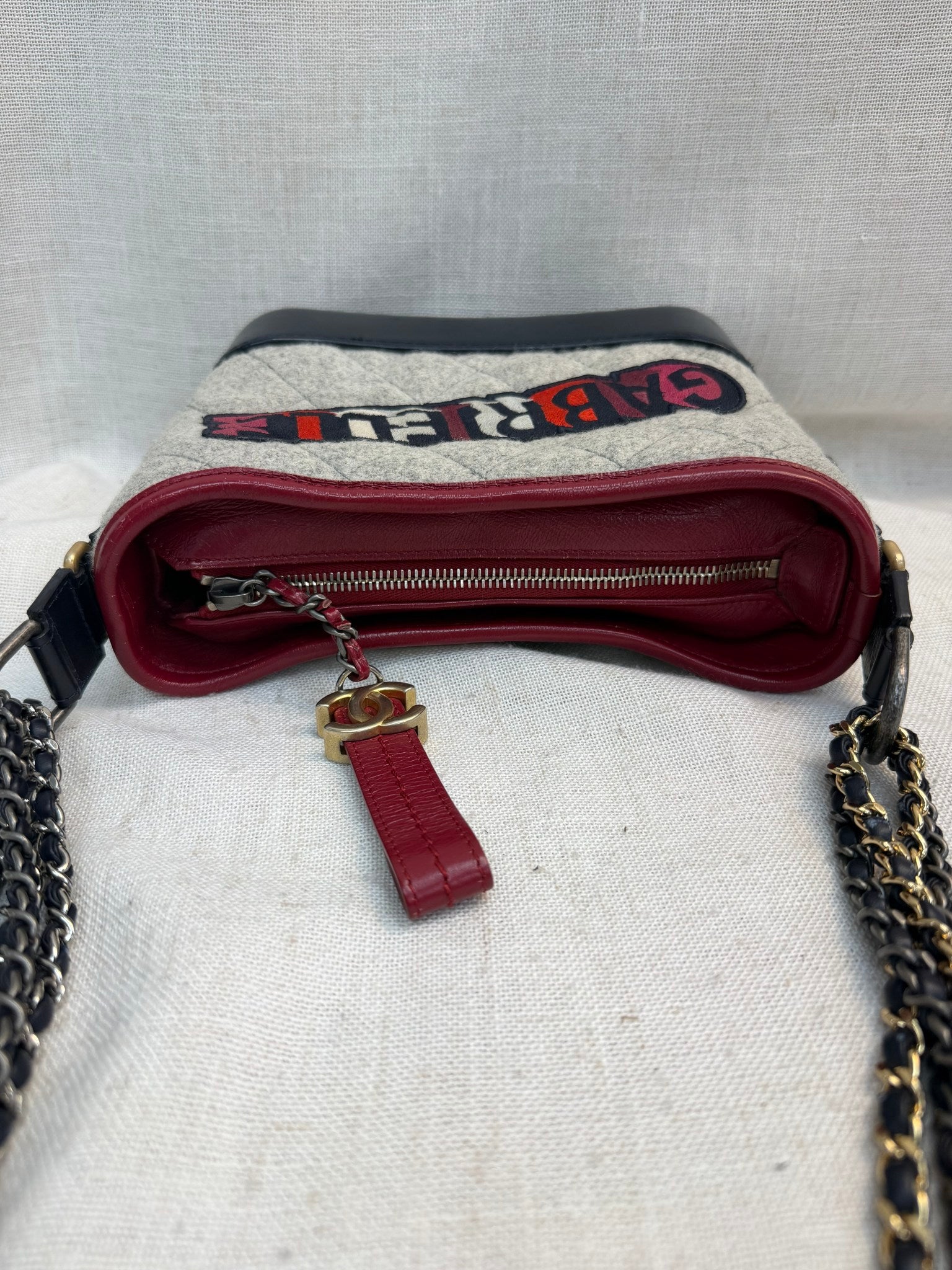 Chanel Grey Wool Gabrielle Small Hobo Bag