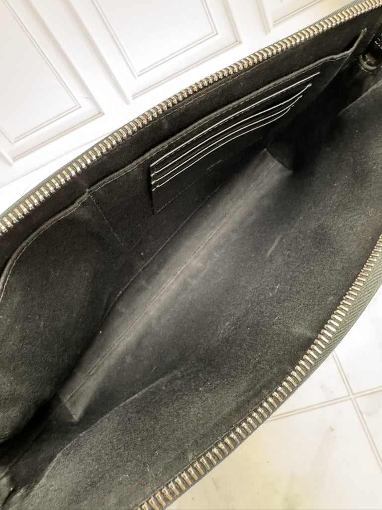 Christian Dior Black CD Diamond Coated Canvas A5 Pouch