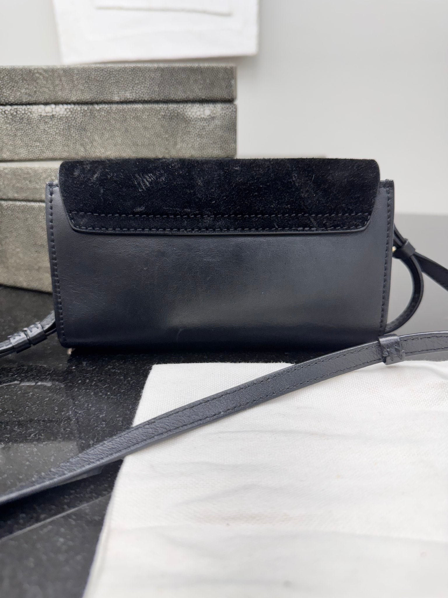 Chloe Black Suede And Leather Small Crossbody Bag