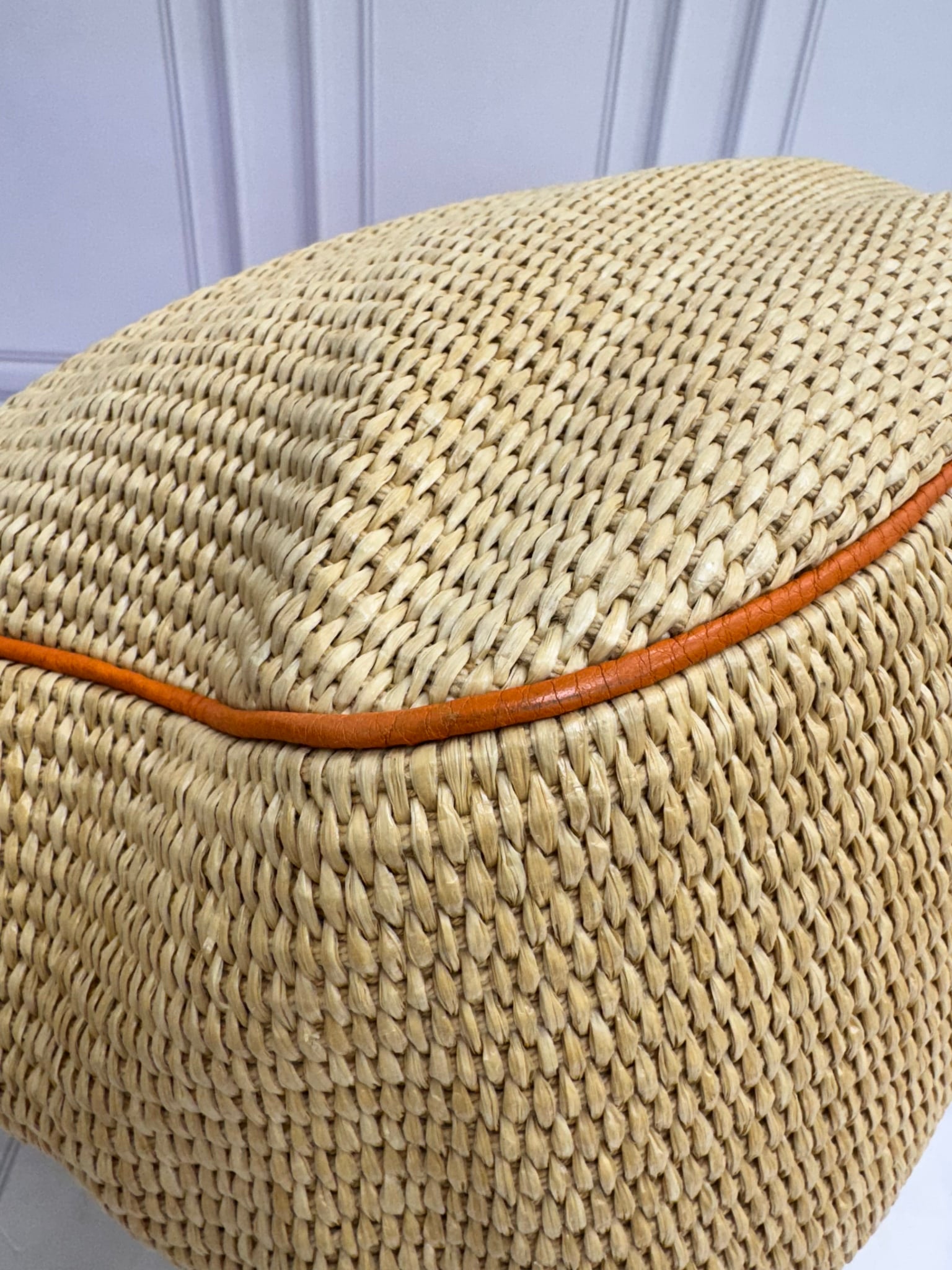 Prada Orange Leather And Raffia Large Shoulder Bag