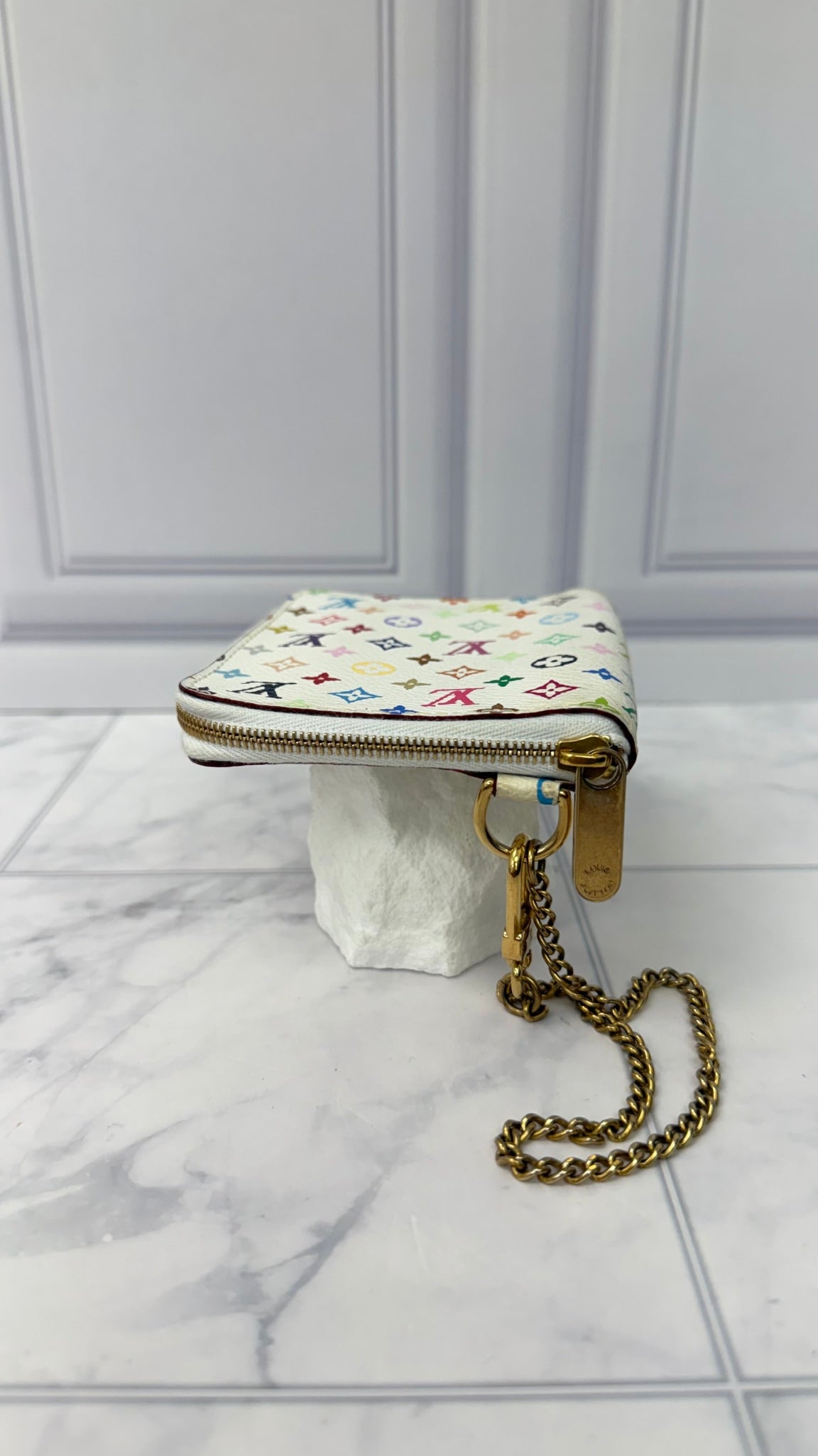 Louis Vuitton White Multicolor Monogram Zippy Compact Wallet