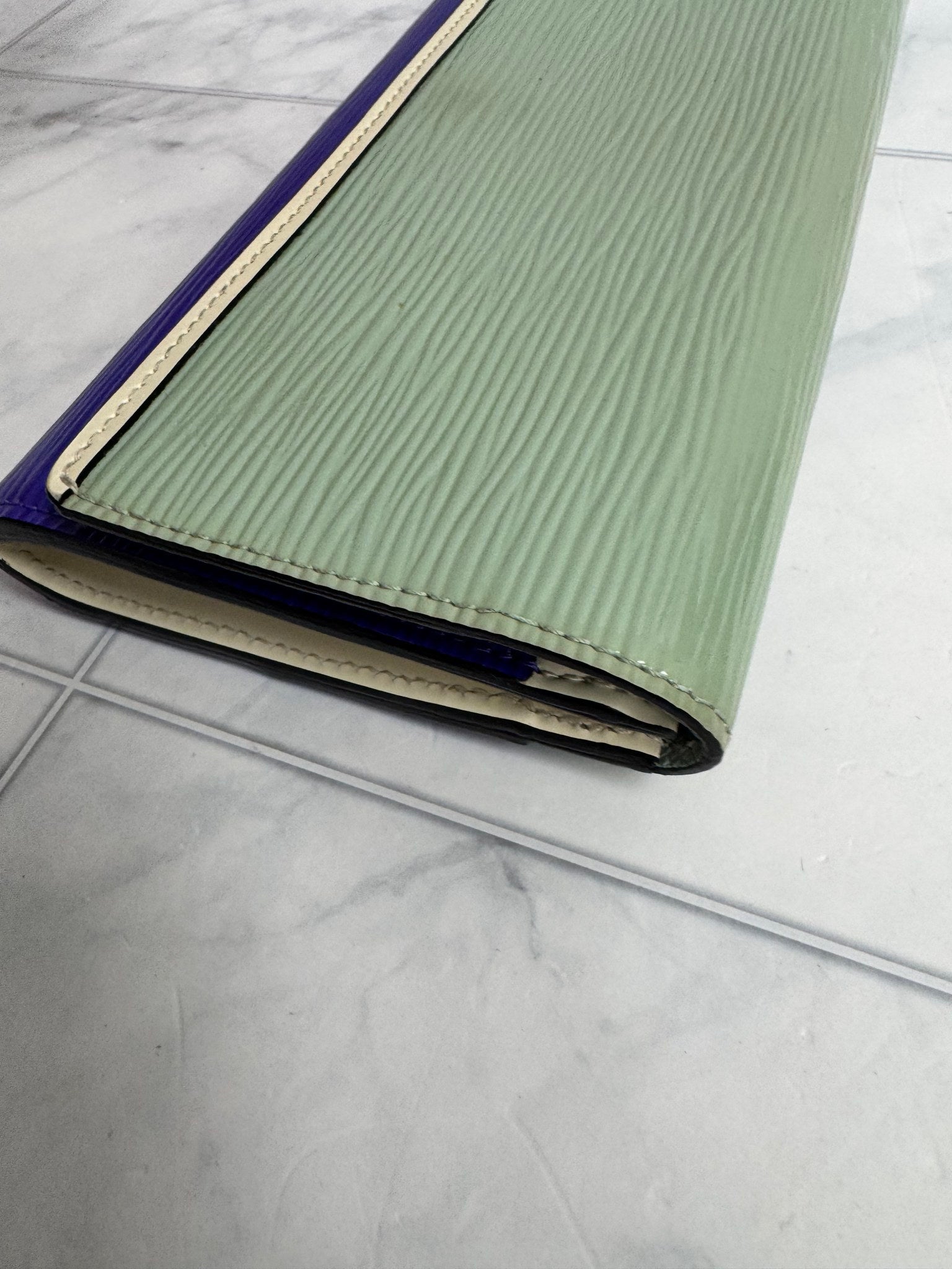 Louis Vuitton Mint Green And Indigo Epi Long Wallet