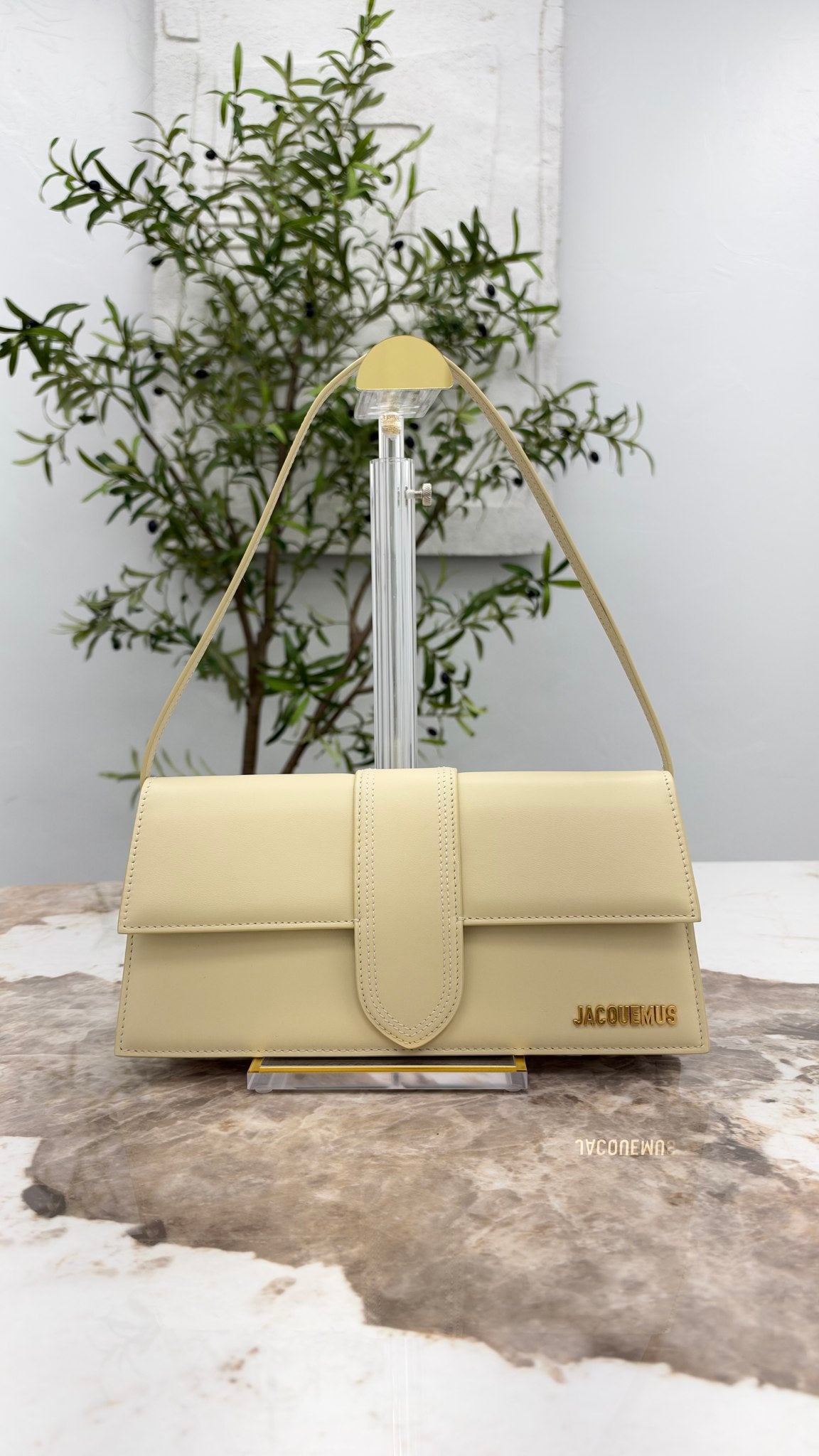 BRAND NEW - Jacquemus Ivory Leather Le Bambino Long Shoulder Bag