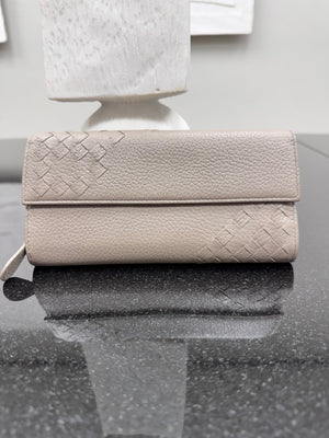 Bottega Veneta Taupe Intrecciato Leather Long Continental Wallet