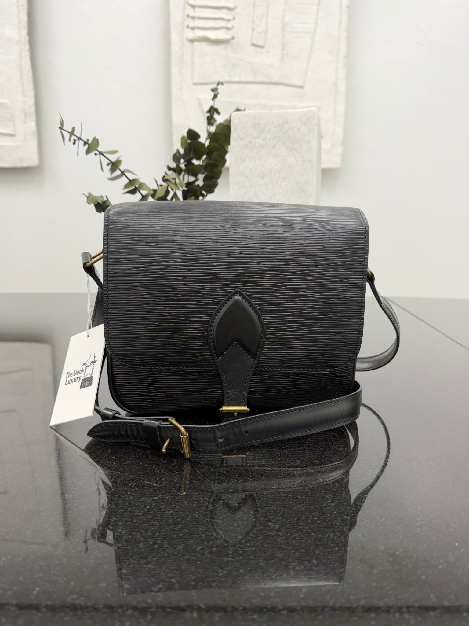 Louis Vuitton Black Epi Cartouchiere MM Shoulder Bag