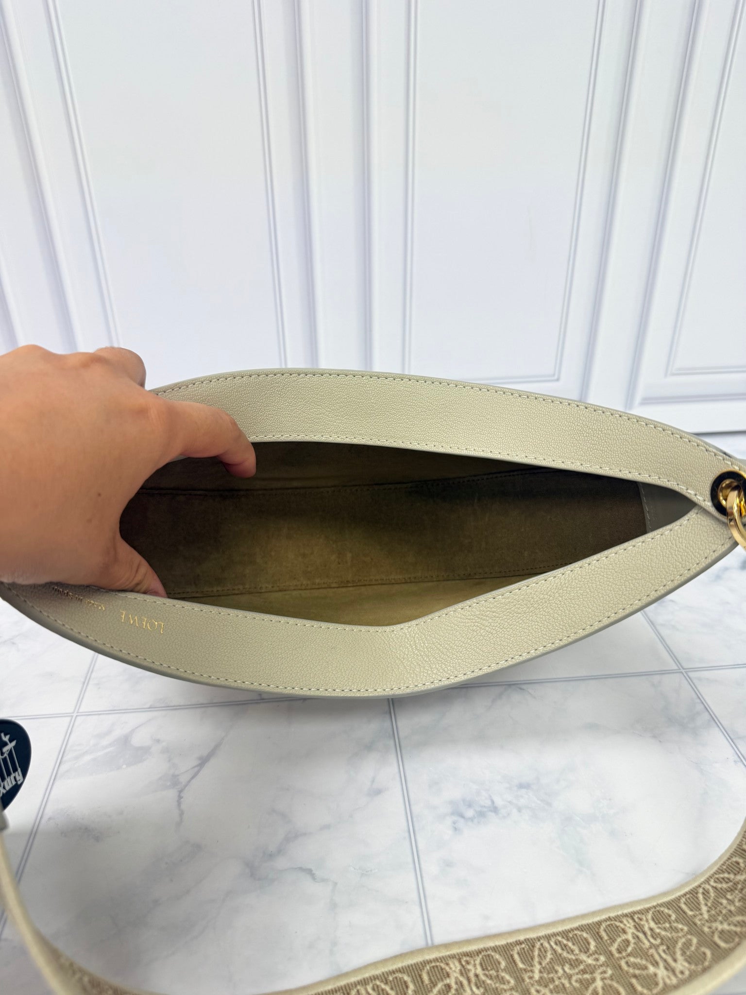 Loewe Beige Leather Small Luna Shoulder Bag 