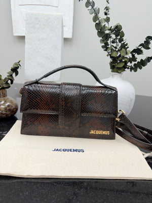 BRAND NEW - Jacquemus Brown Snakeskin Embossed Le Grand Bambino Handbag 2Way Handbag