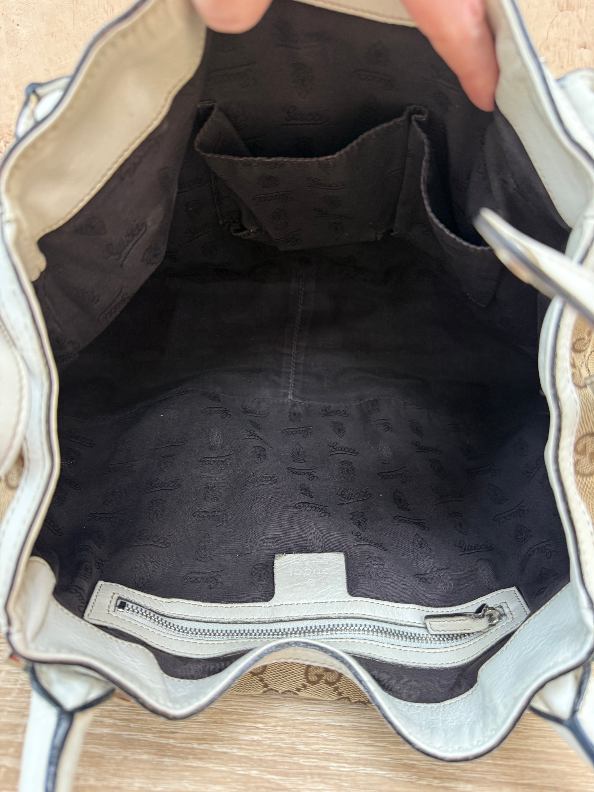 Gucci Beige GG Canvas Match Ball Sherry Line Tote Bag