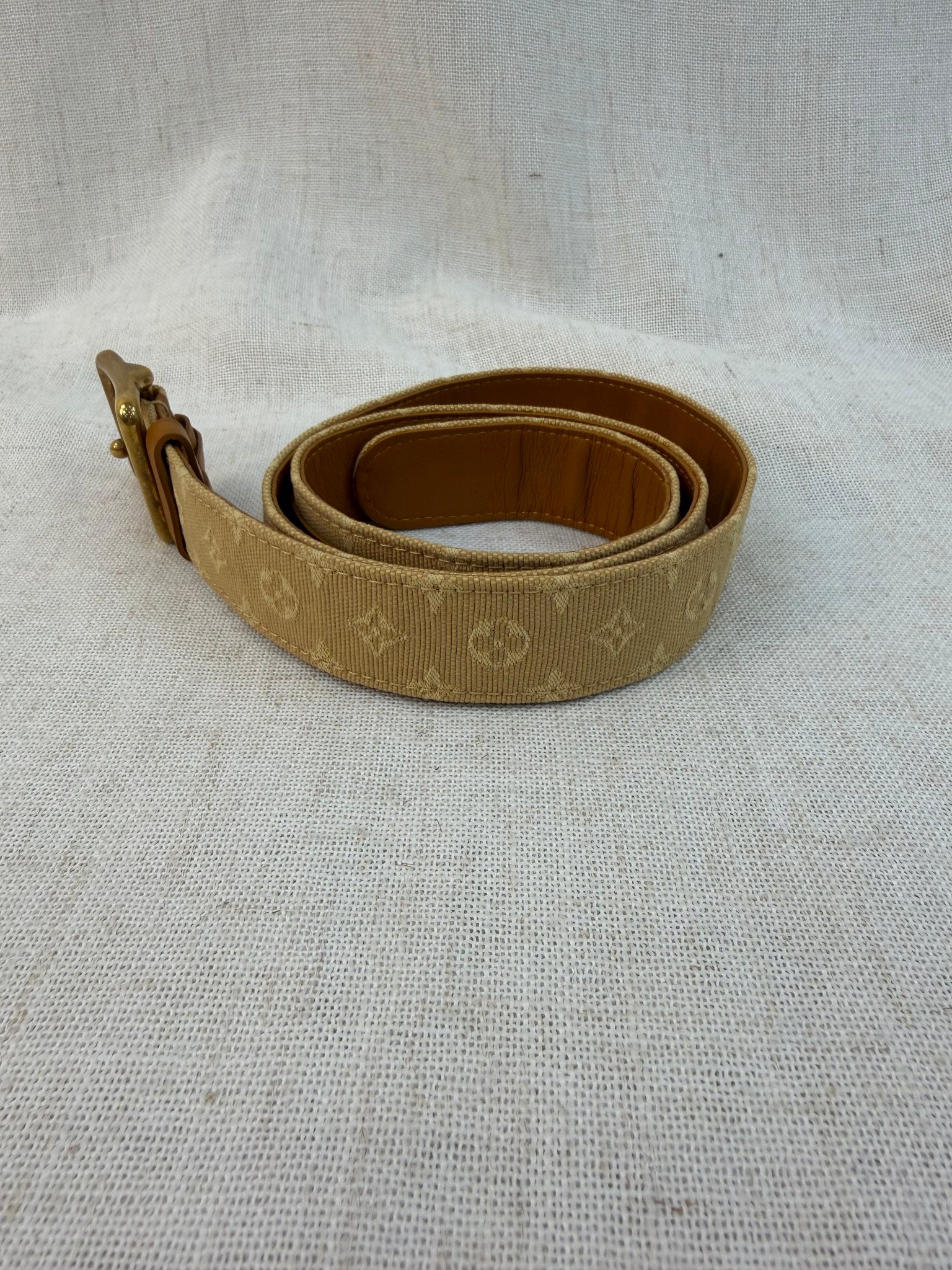 Louis Vuitton Tan Canvas Mini Lin Belt