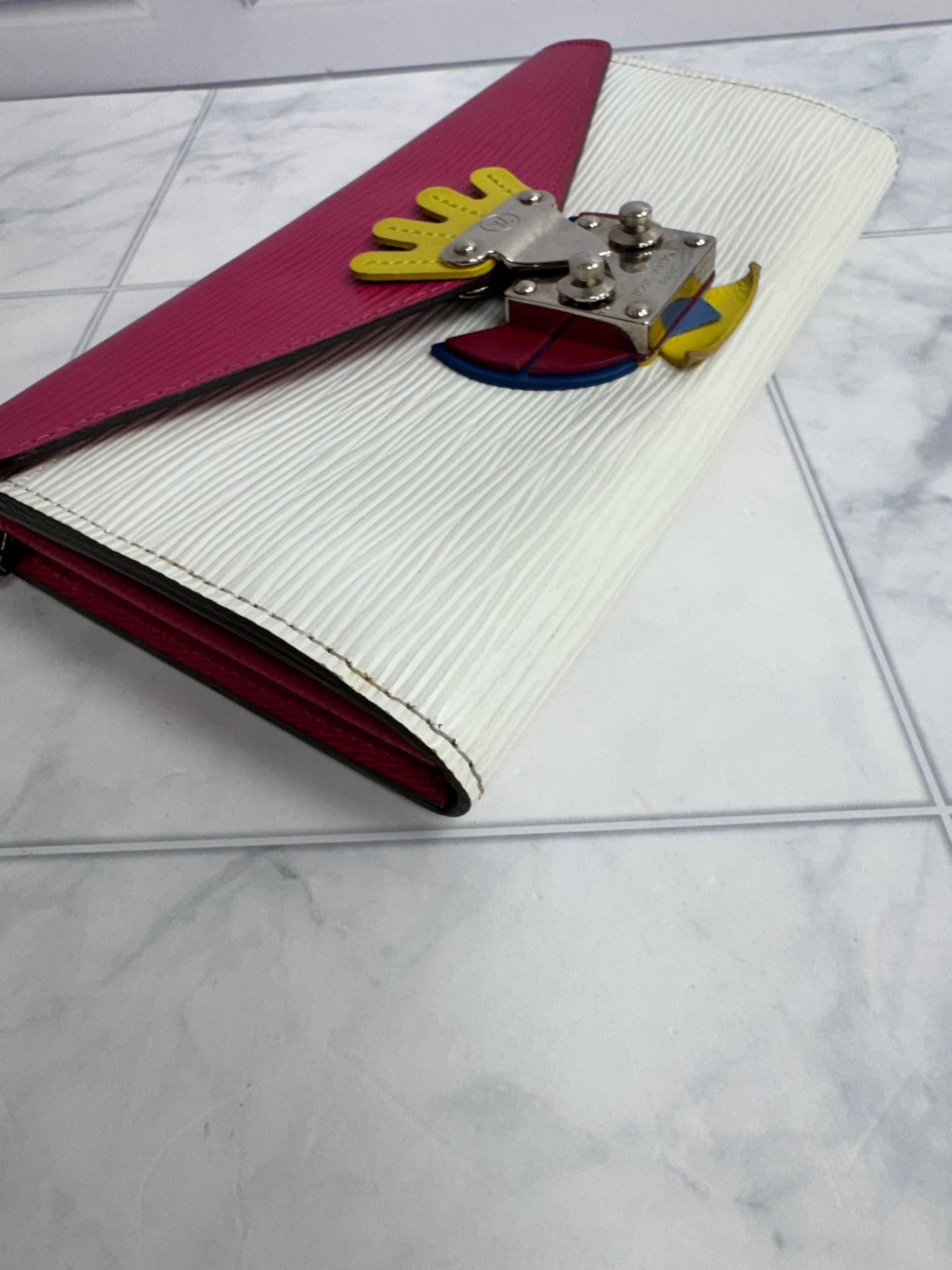 Louis Vuitton Pink And White Epi Tribal Mask Long Wallet