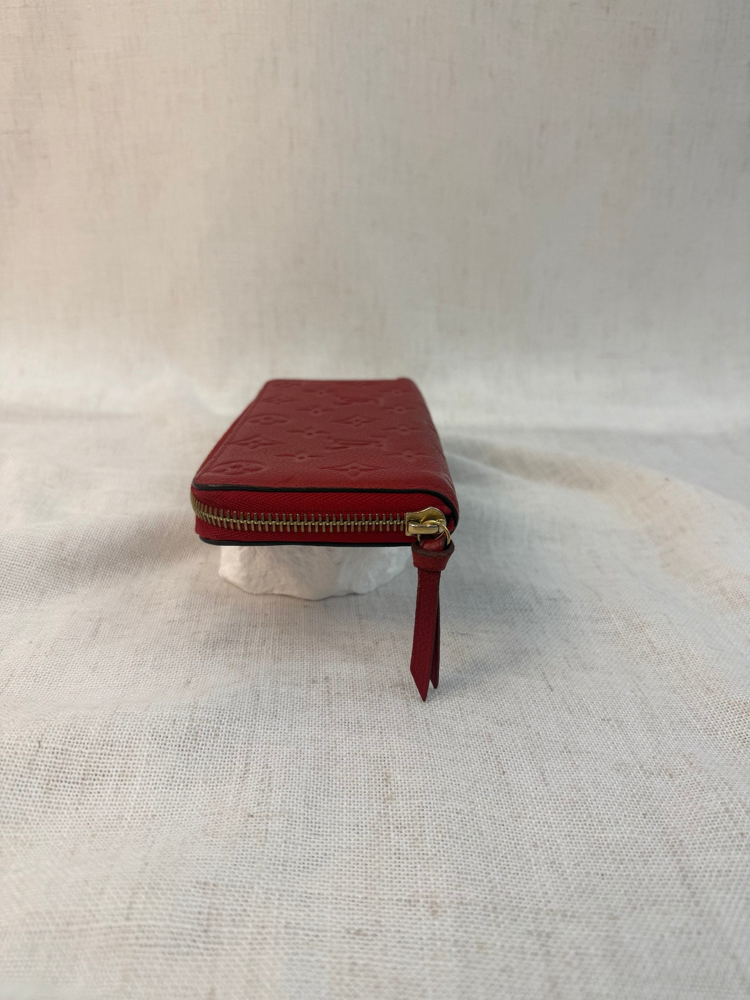Louis Vuitton Red Leather Clemence Zippy Wallet
