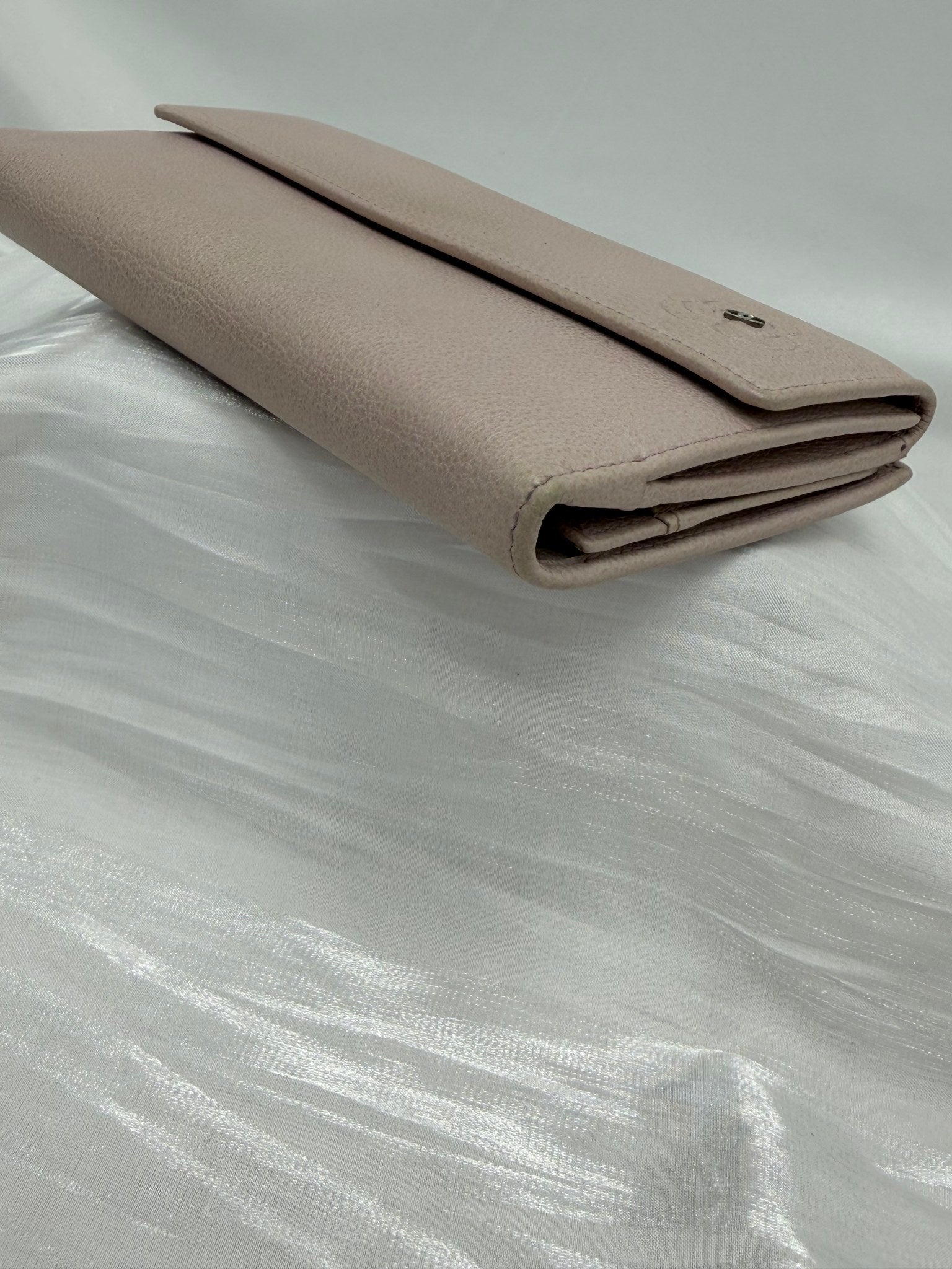 Chanel Pink Lambskin Camellia Long Wallet