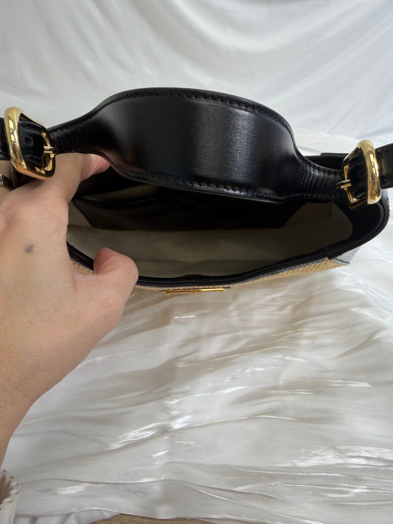 BRAND NEW Prada Woven Leather Trim Cleo Bag