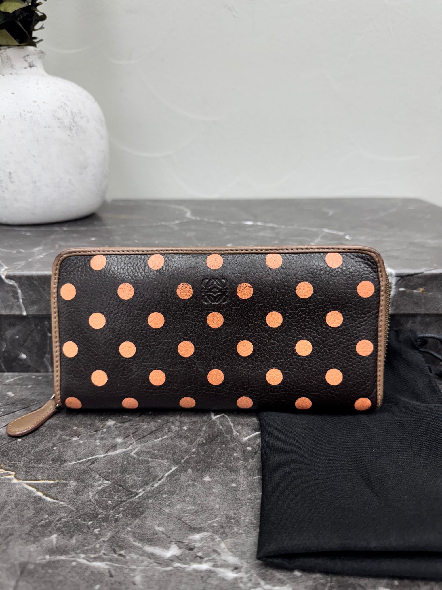 Loewe Polka Dot Print Calfskin Zippy Wallet