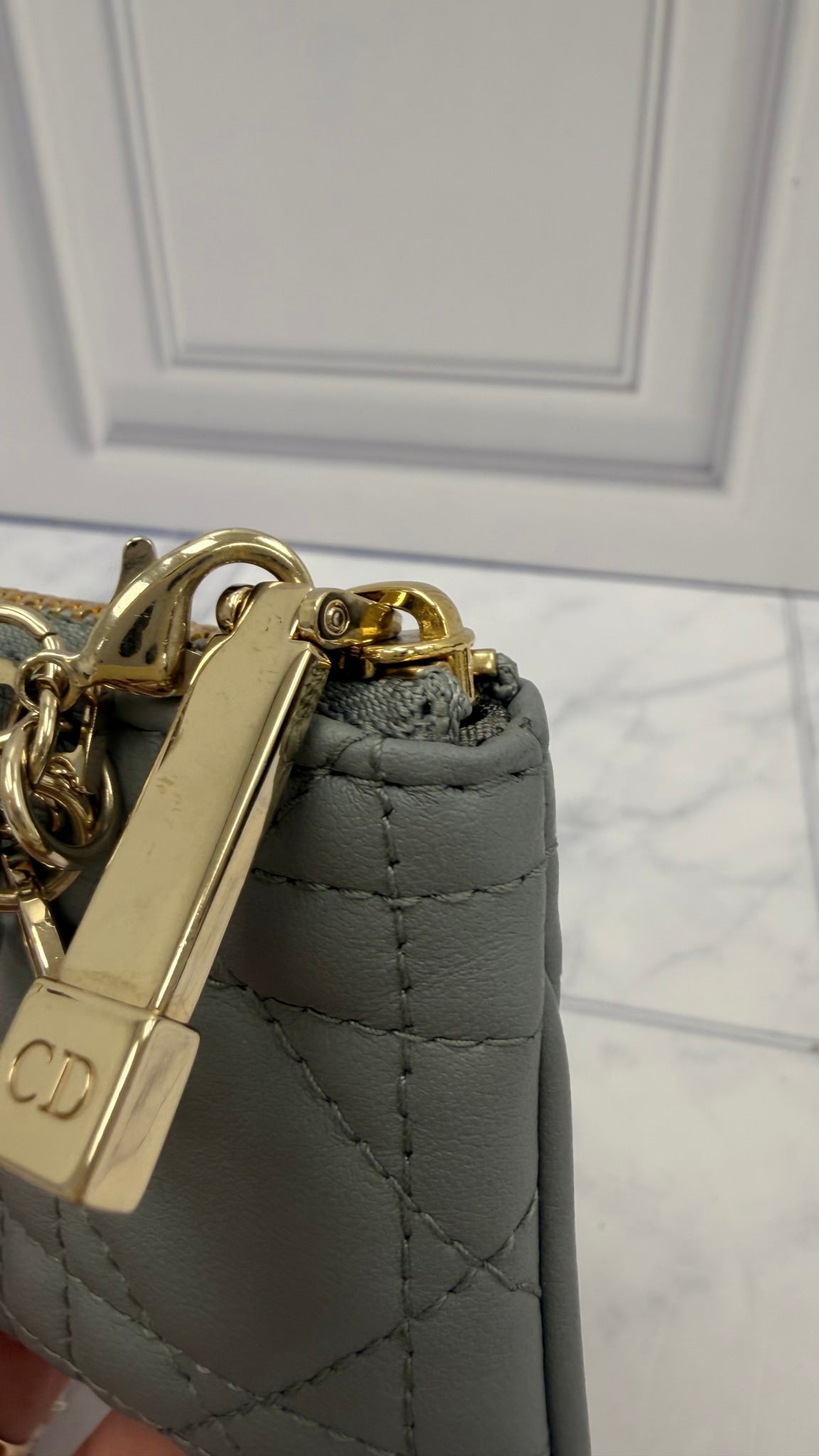 Christian Dior Grey Cannage Lambskin Leather My Astor Key Case 