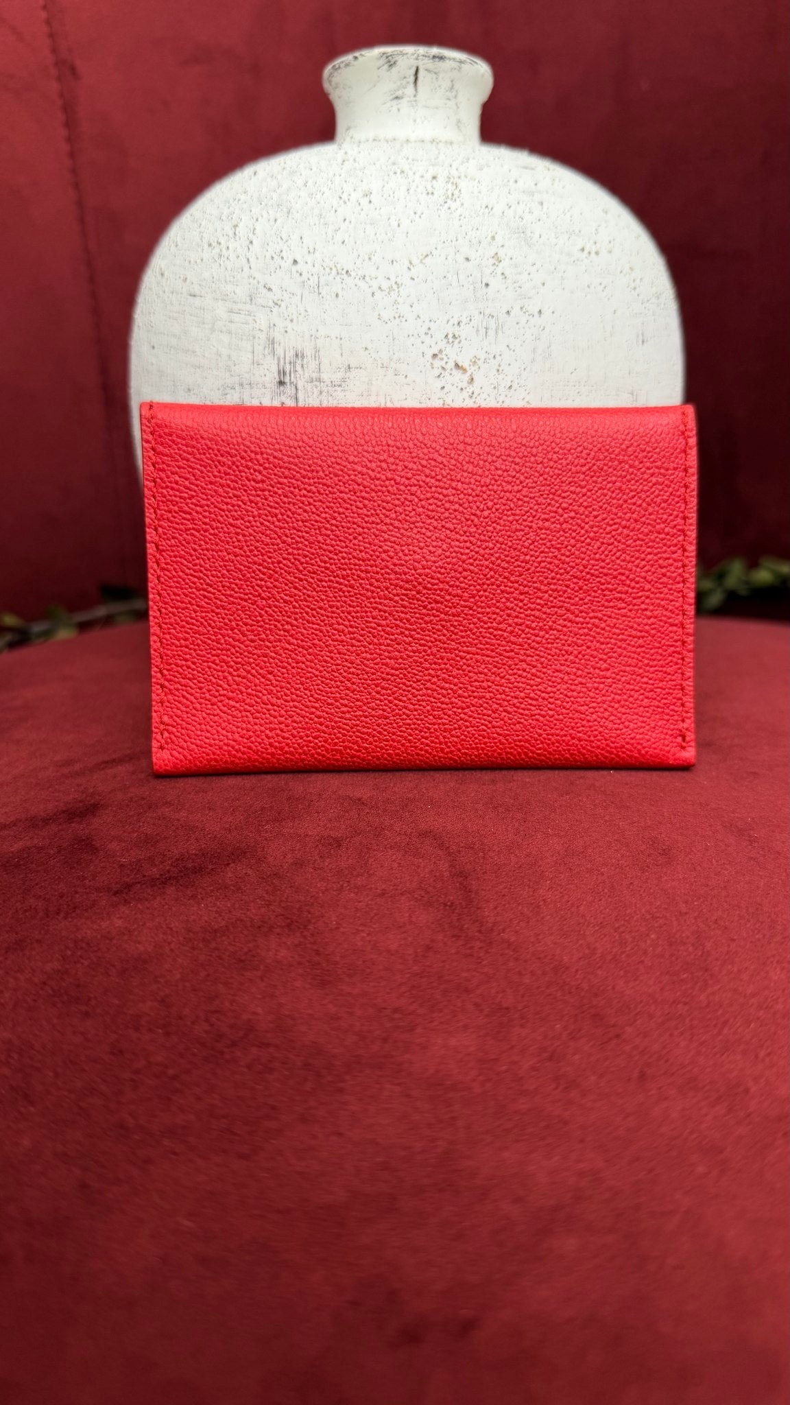 Alexander McQueen Red Leather AMQ Envelope Card Case