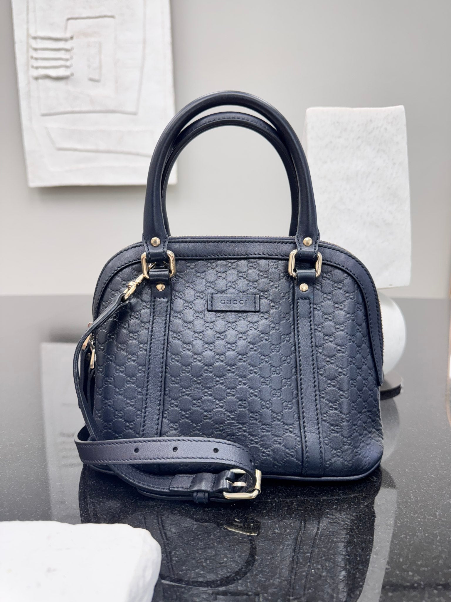 Gucci Dark Navy Microguccissima Leather Mini Dome 2Way Bag