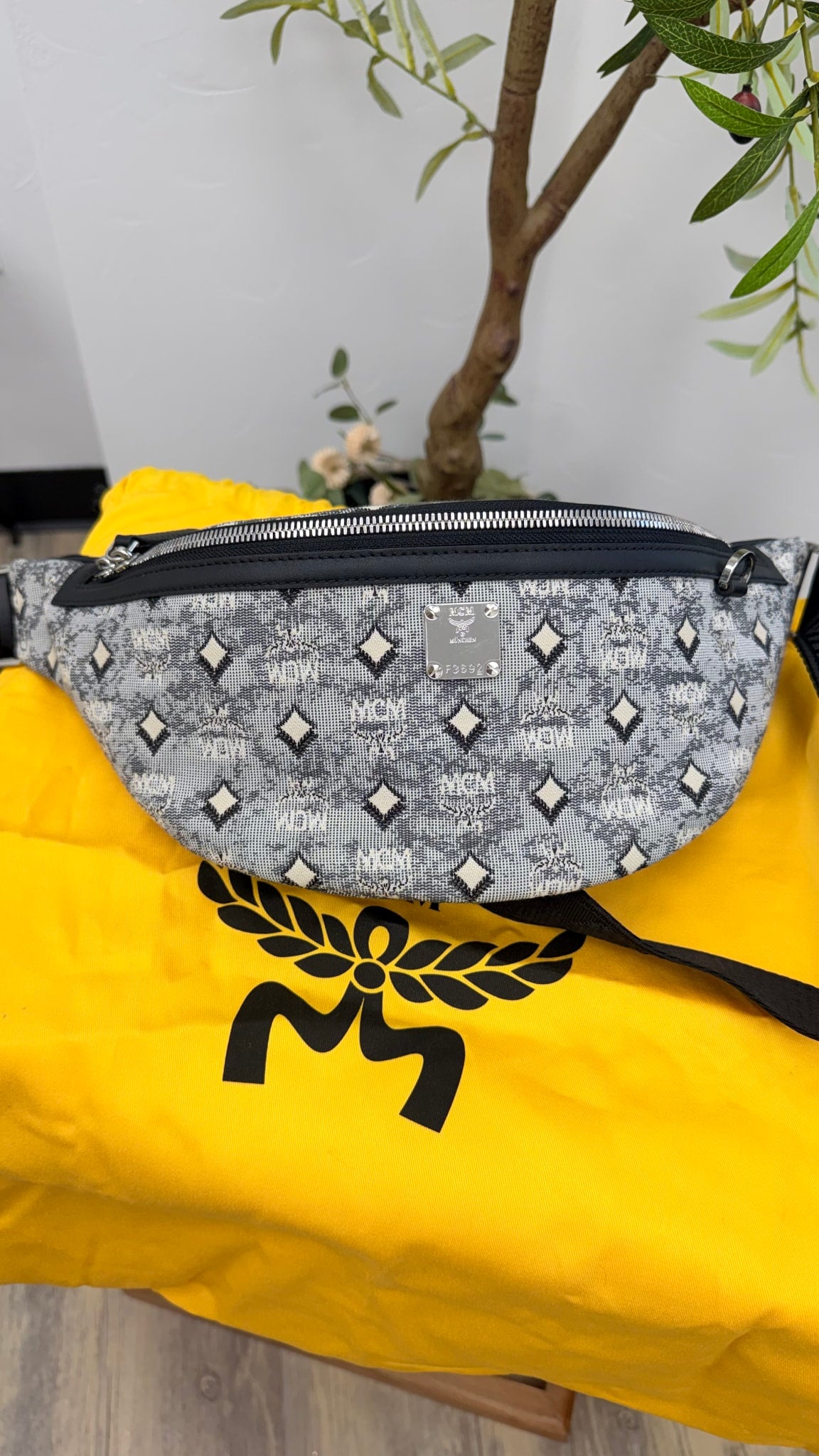 BRAND NEW - MCM Grey Denim Fursten Belt Bag 