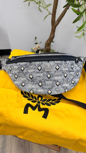 BRAND NEW - MCM Grey Denim Fursten Belt Bag