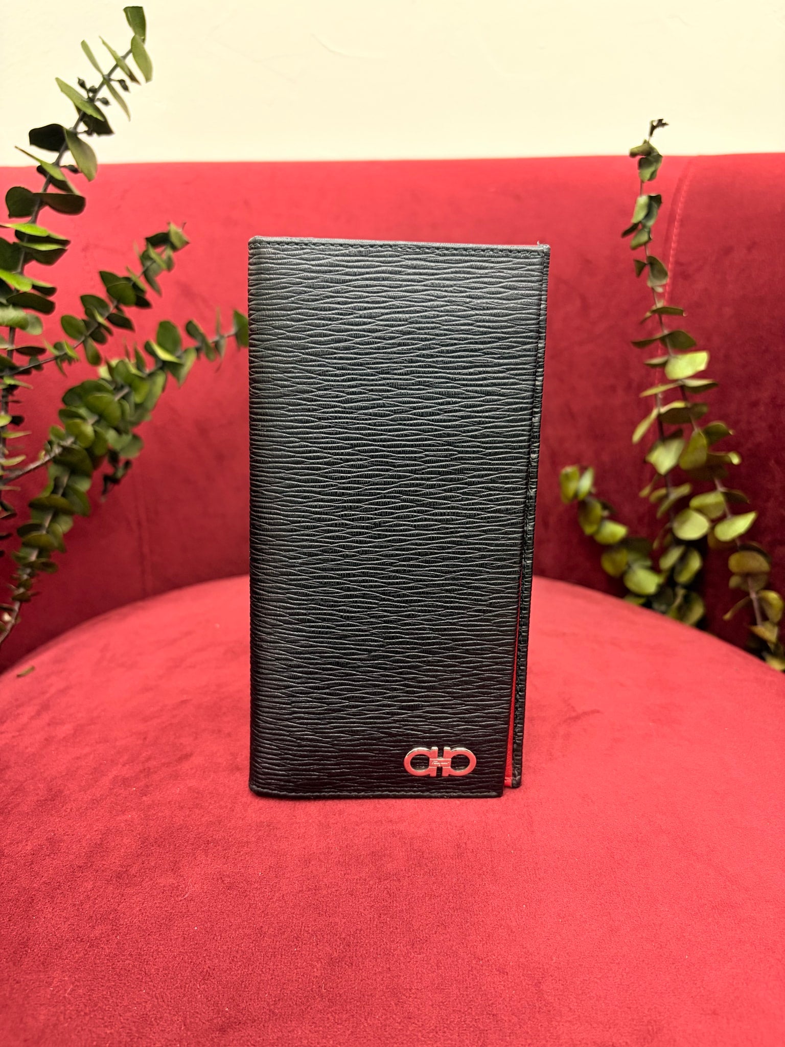 Salvatore Ferragamo Black Leather Long Wallet