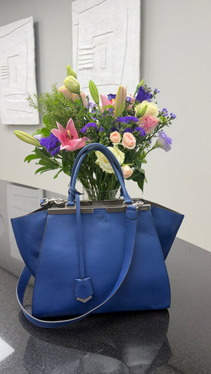 Fendi Navy Blue Leather 3Jours Handbag