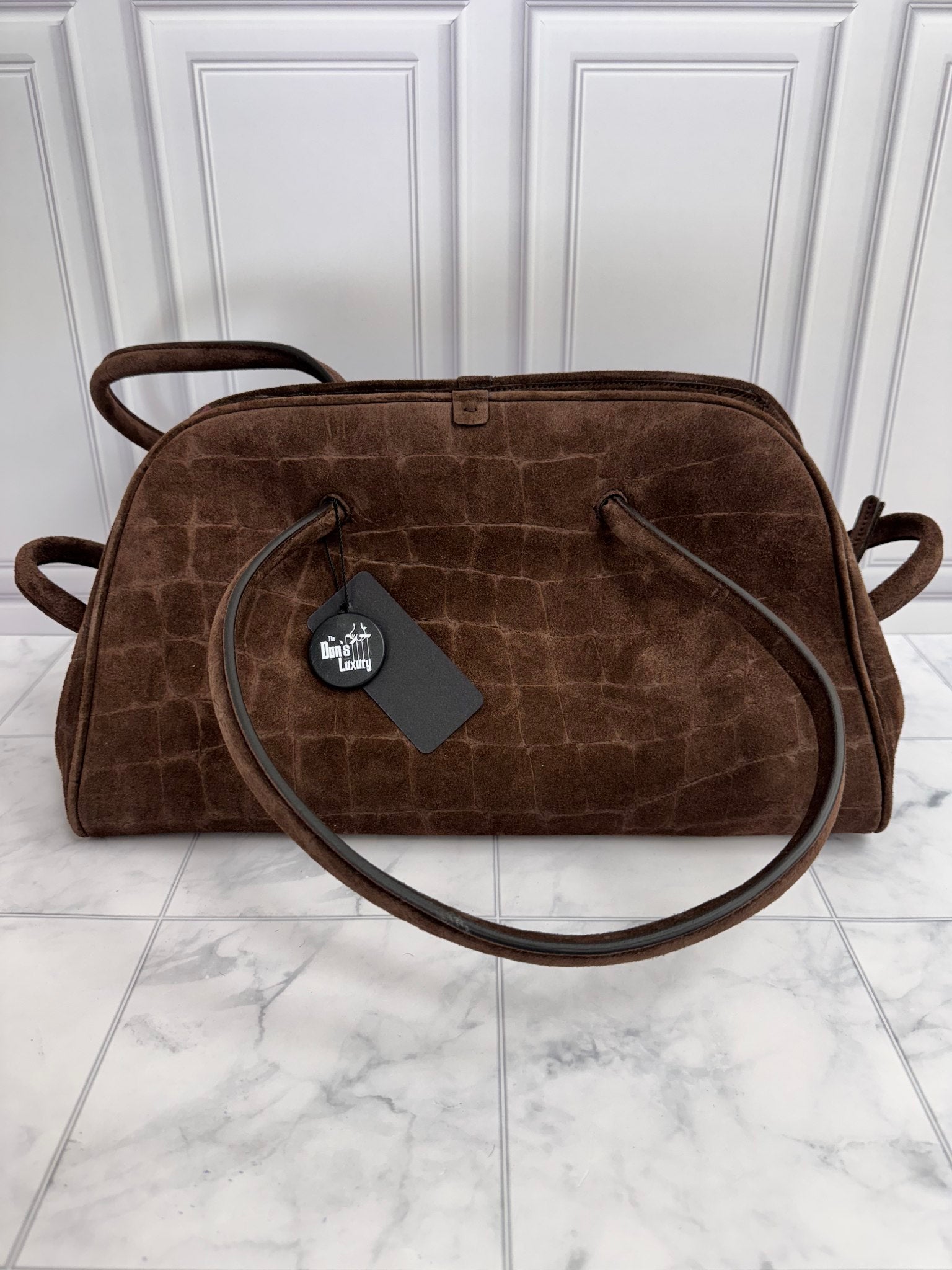 BRAND NEW Jacquemus Brown Croc Embossed Suede Le Turismo Shoulder Bag
