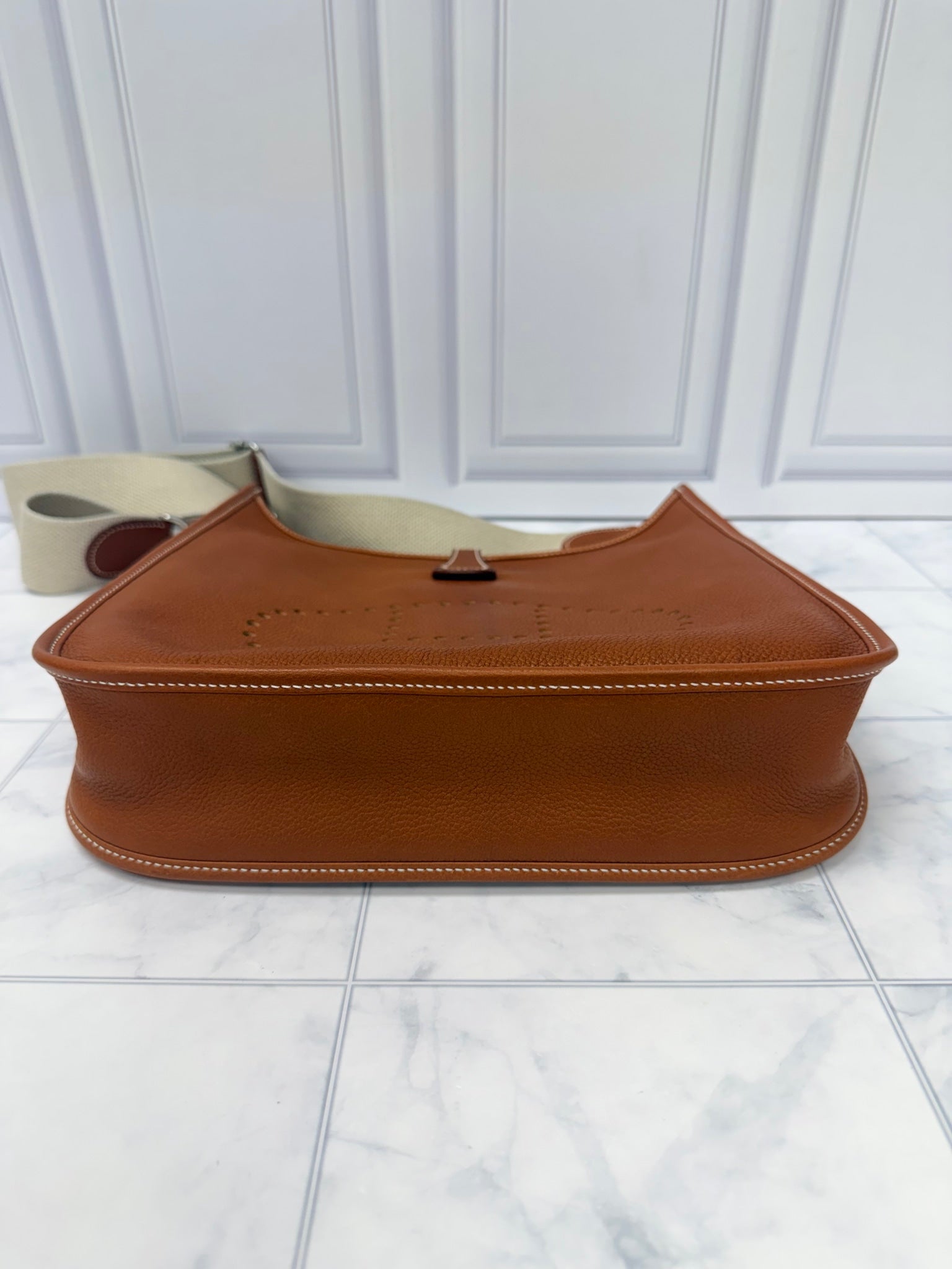 Hermes Gold Barenia Faubourg Leather Evelyne 29 Bag 