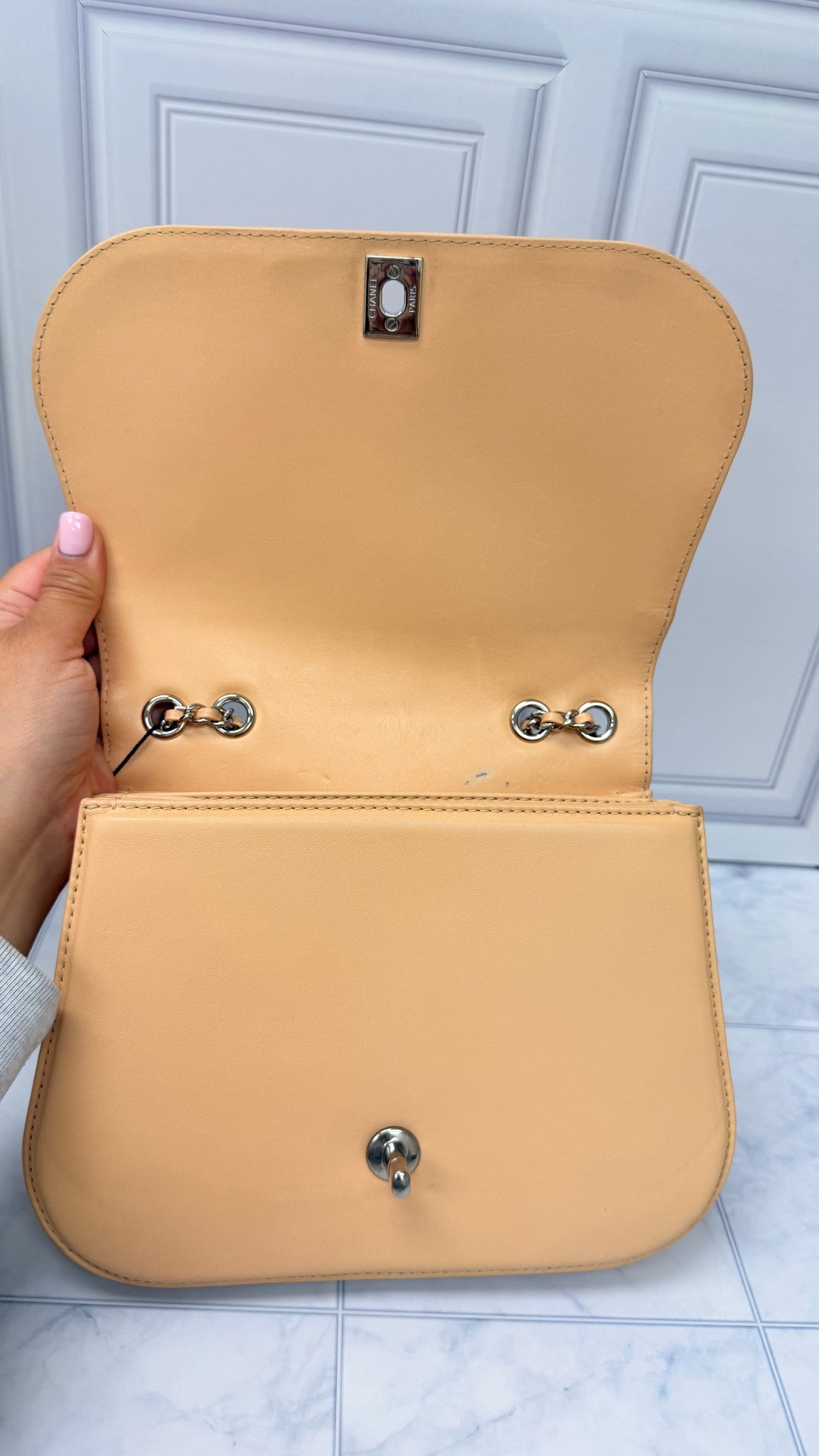 Chanel Peach Leather Braided Chic Flap Bag 