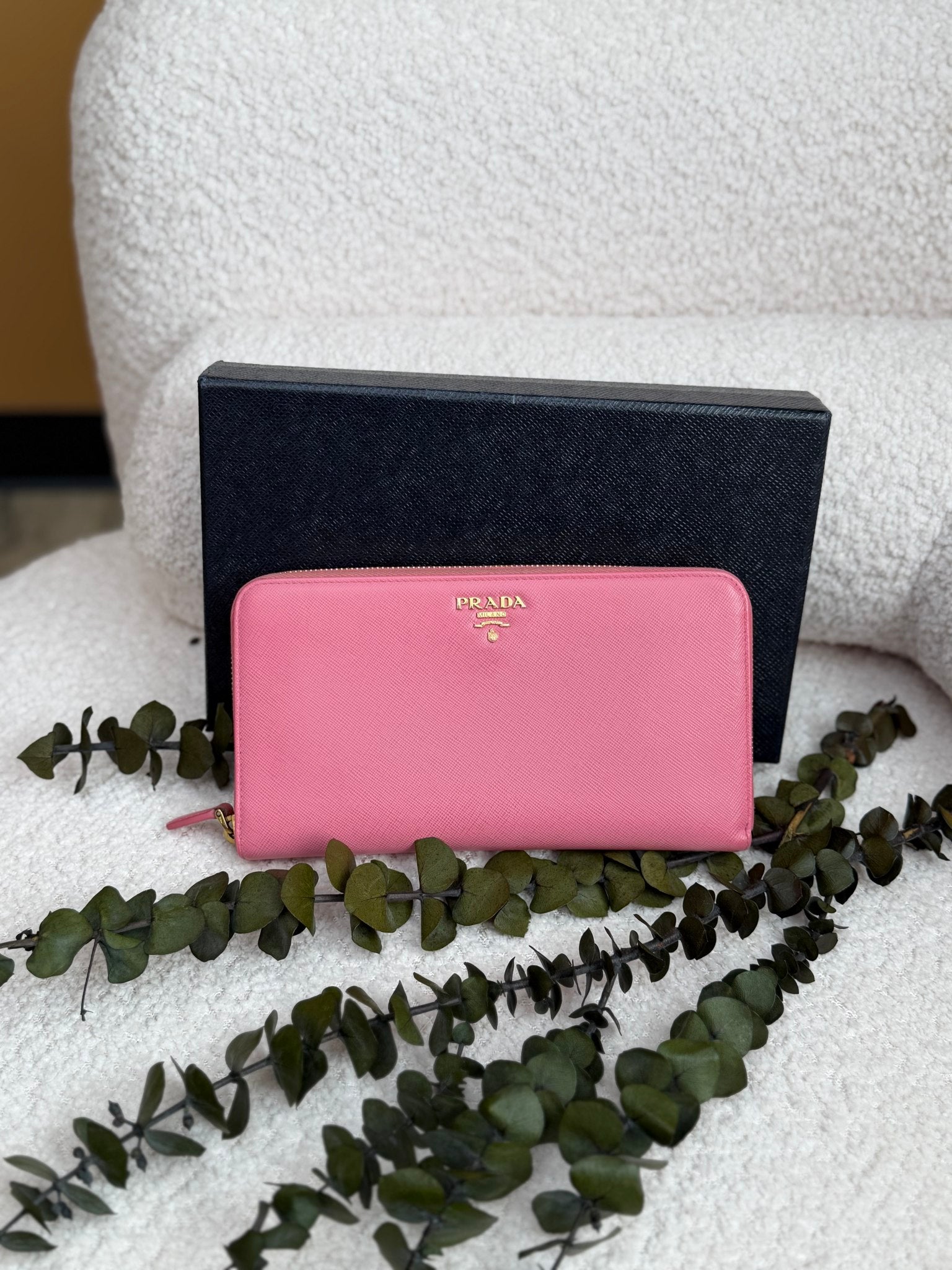 Prada Pink Saffiano Leather XL Zippy Wallet