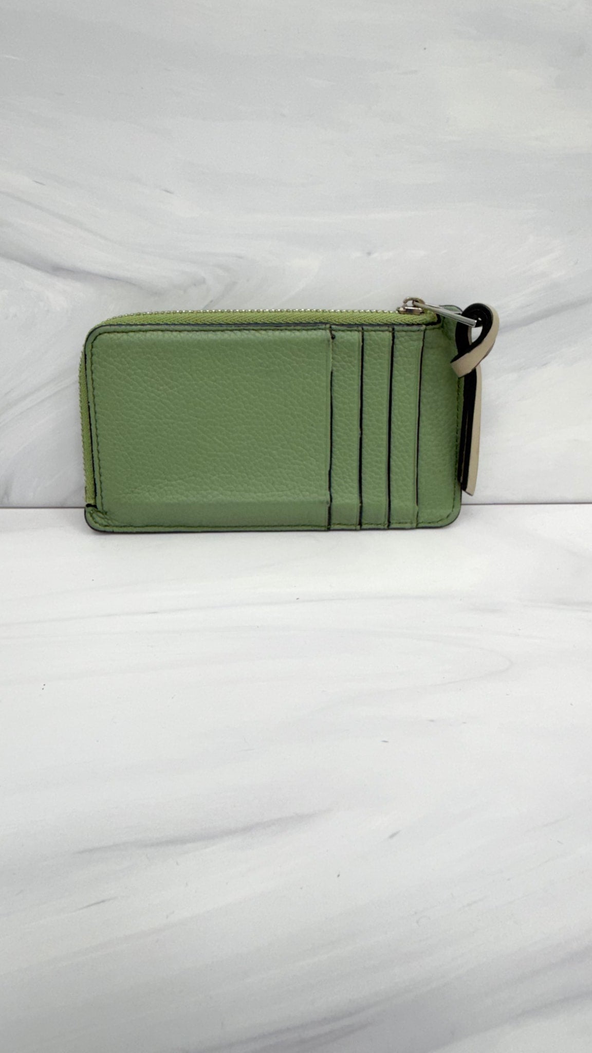 Loewe Green And Brown Leather Zippy Card Holder